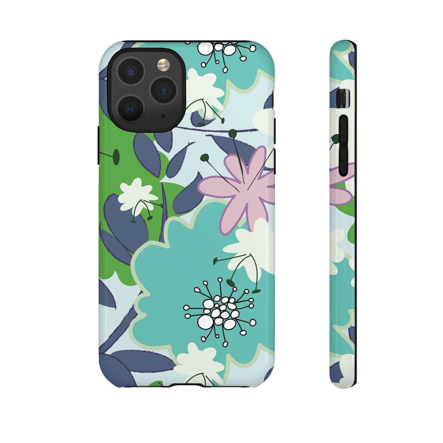 Mid Mod Floral in Blue and Green Tough Cases