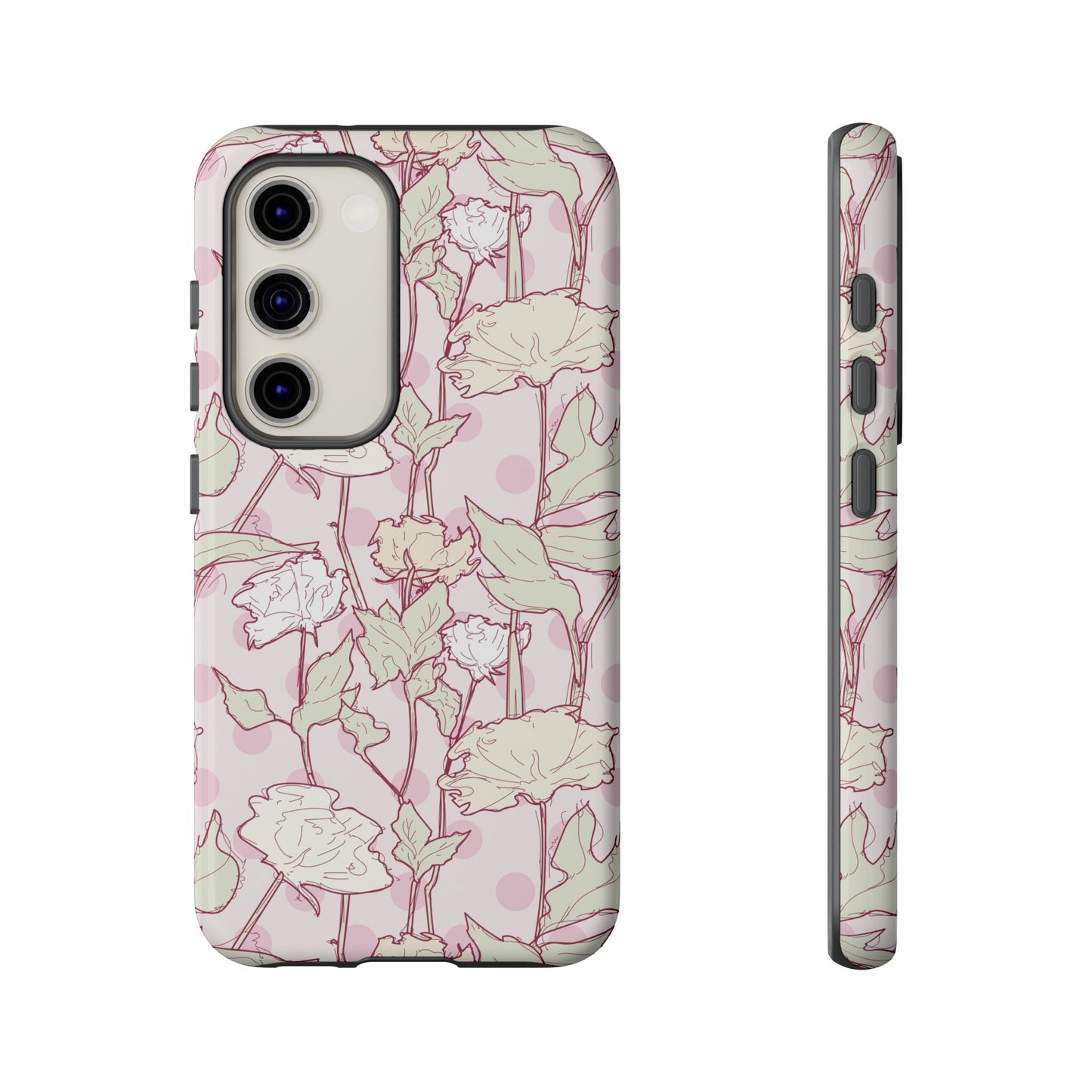 Roses and Dots in Pink Tough Cases for Samsung.