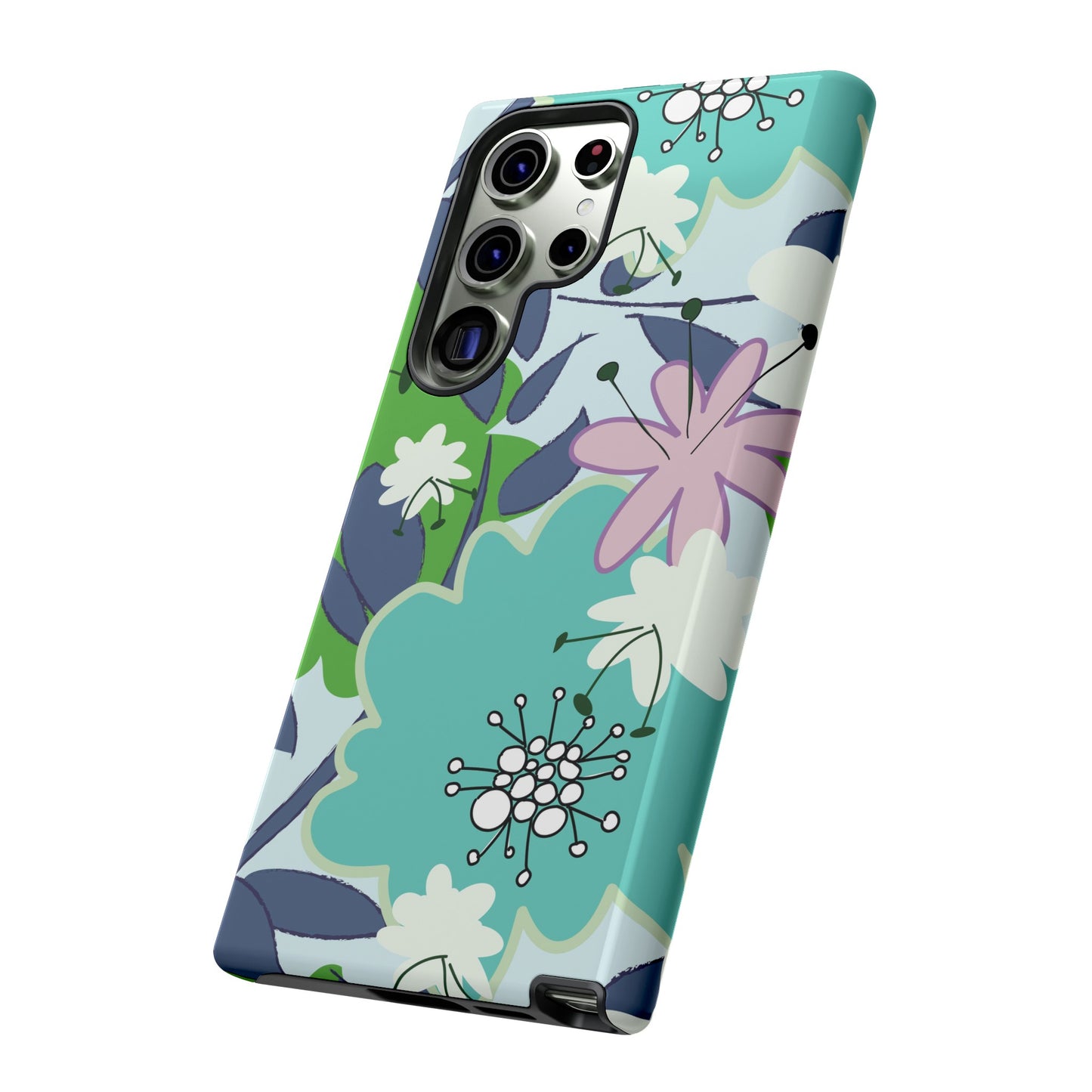 Mid Mod Floral in Blue and Green Tough Cases