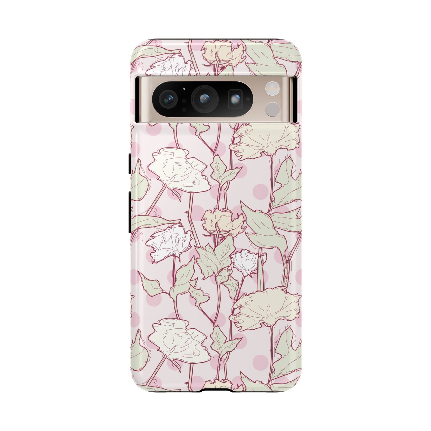 Roses and Dots in Pink Tough Cases for Google Pixel