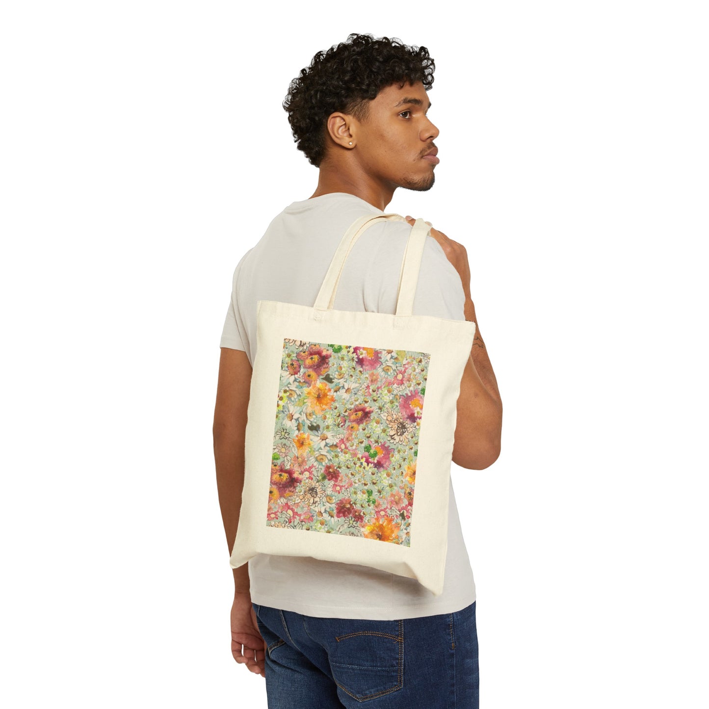 Farmhouse Floral Cotton Canvas Tote Bag