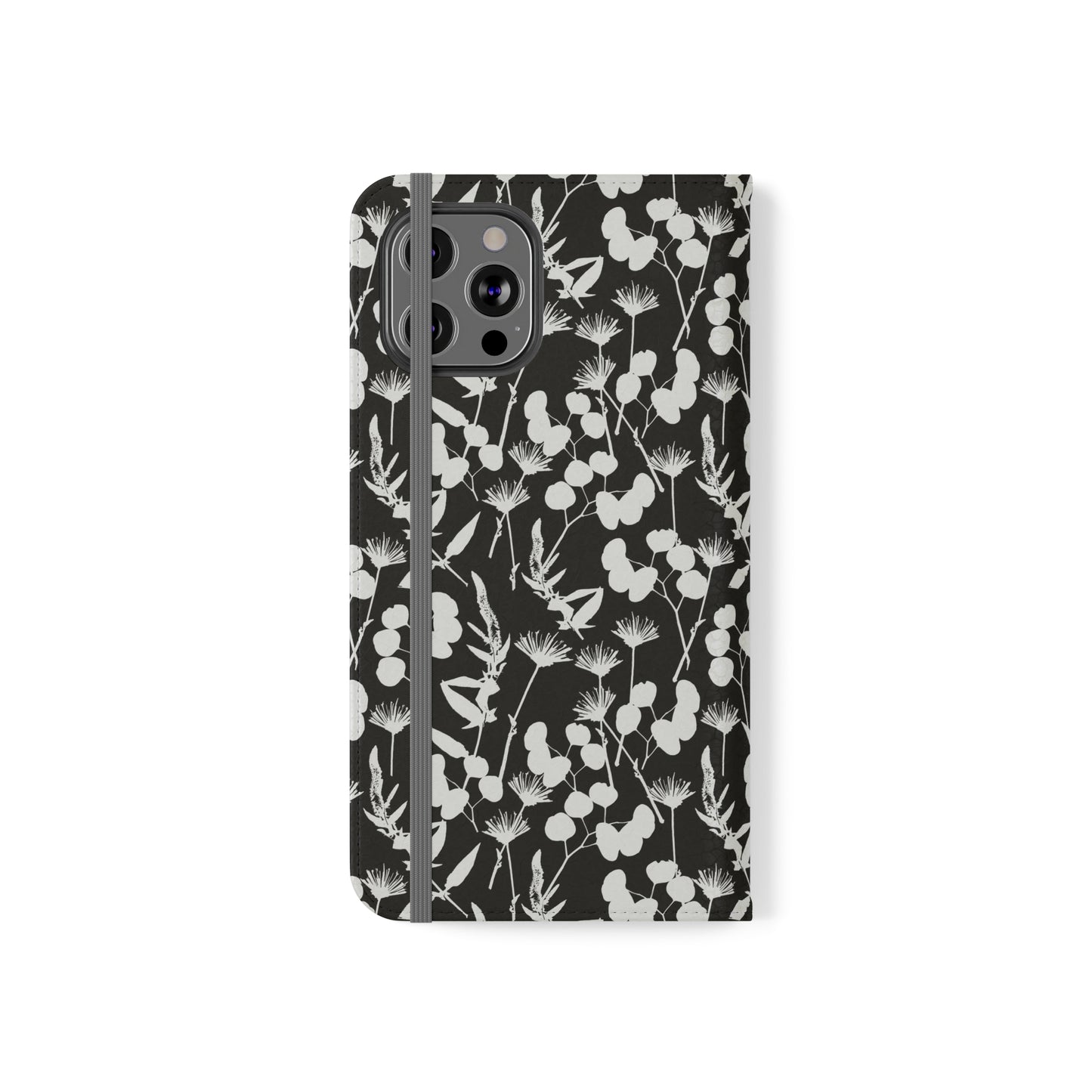 Black and White Floral Flip Cases for iPhone