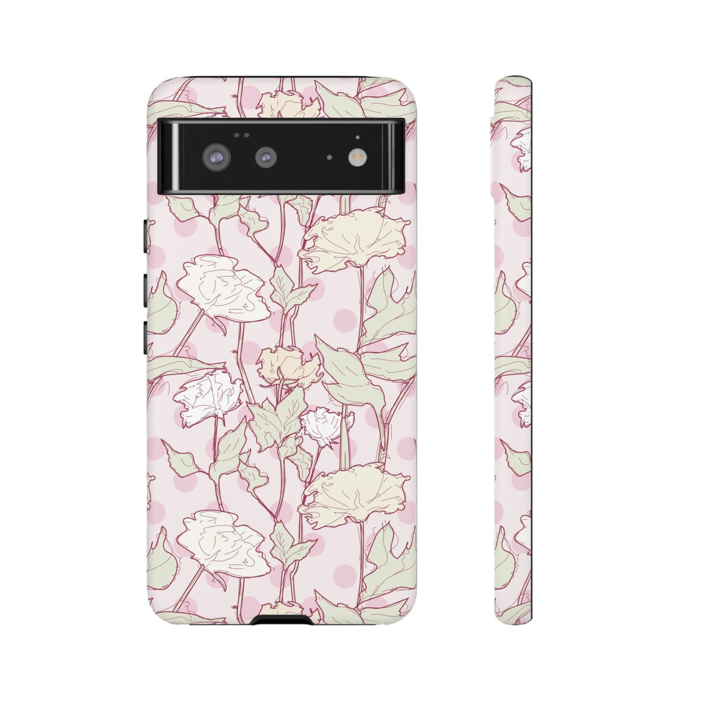 Roses and Dots in Pink Tough Cases for Google Pixel