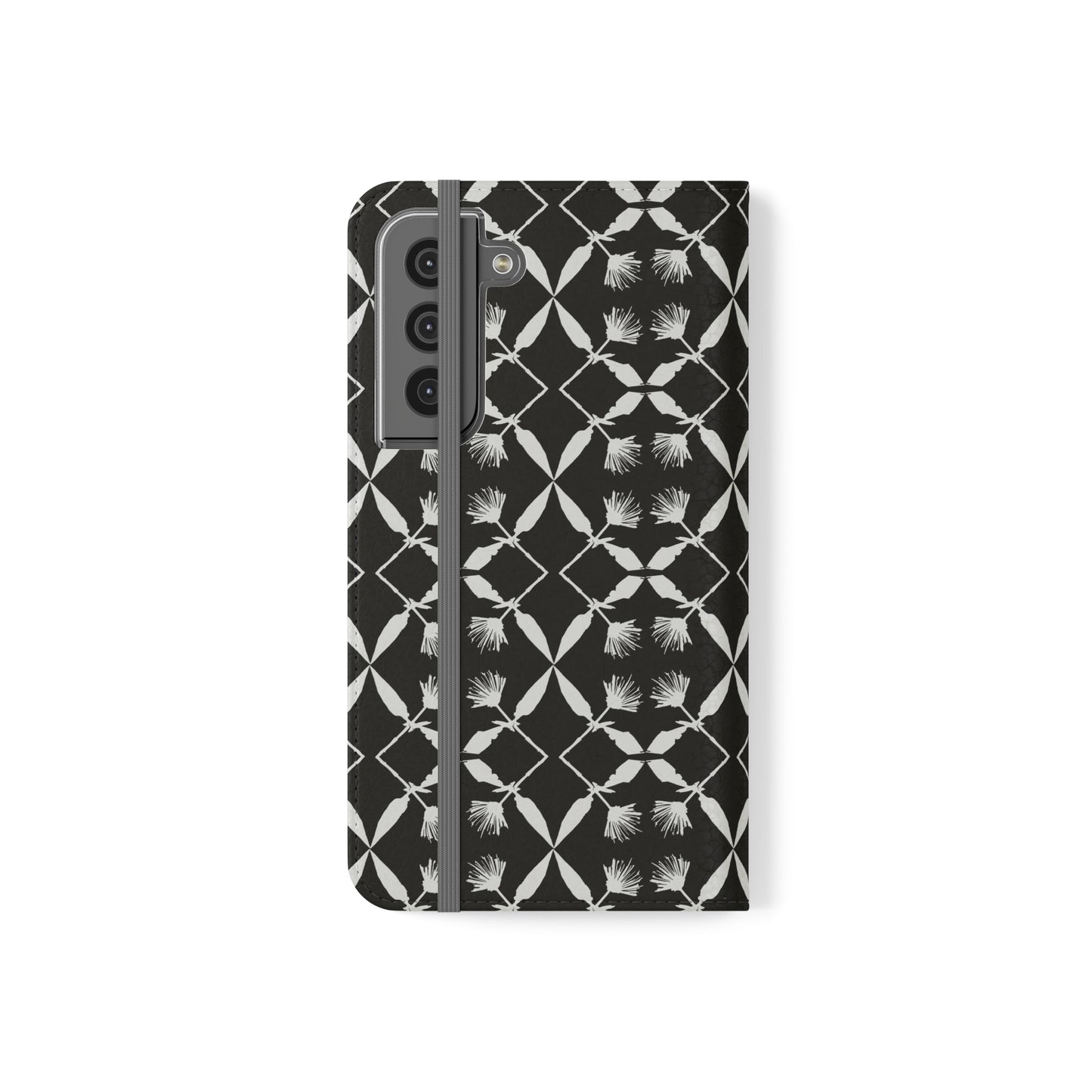 Black and White Floral Flip Cases for Samsung