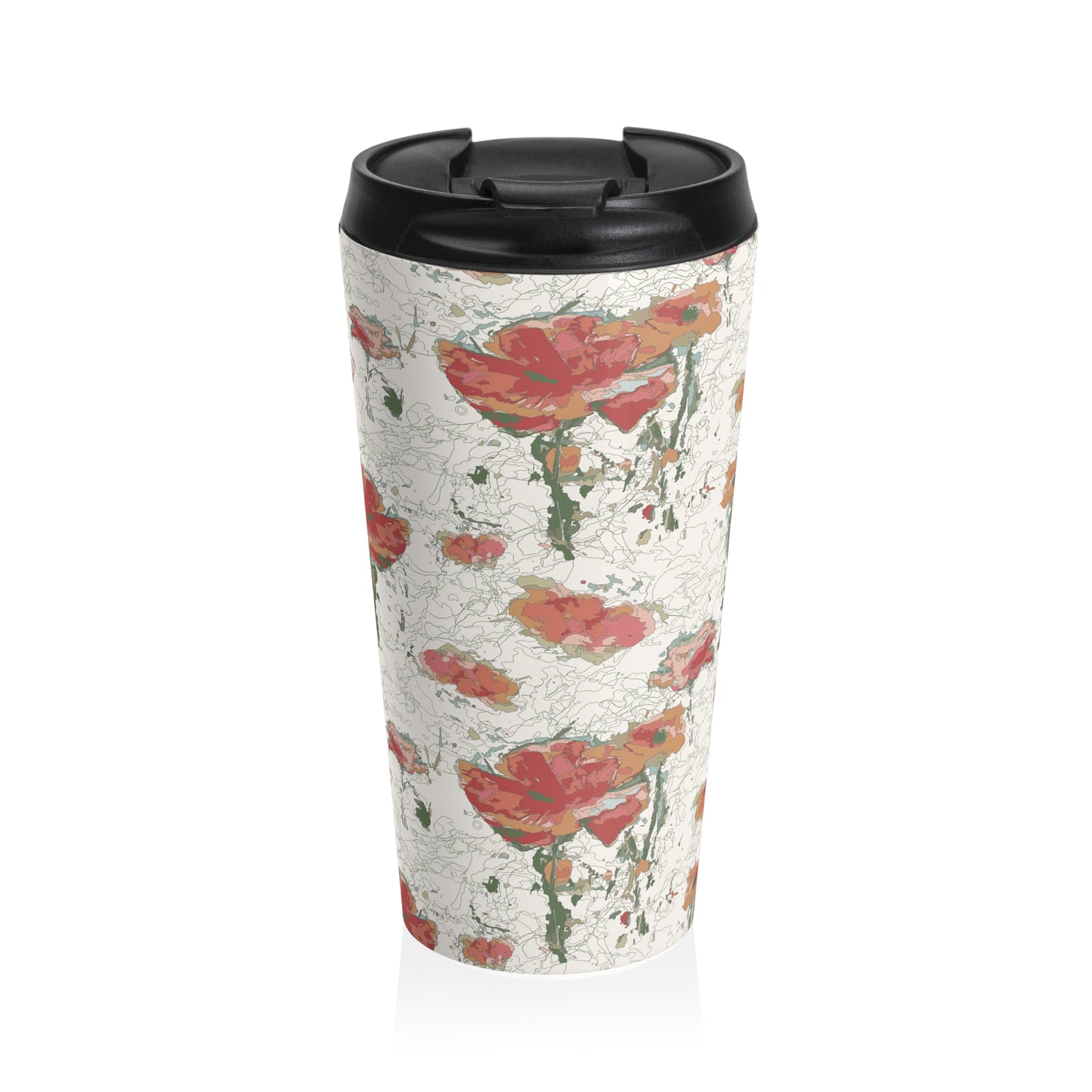 Orange Poppies Stainless Steel Travel Mug