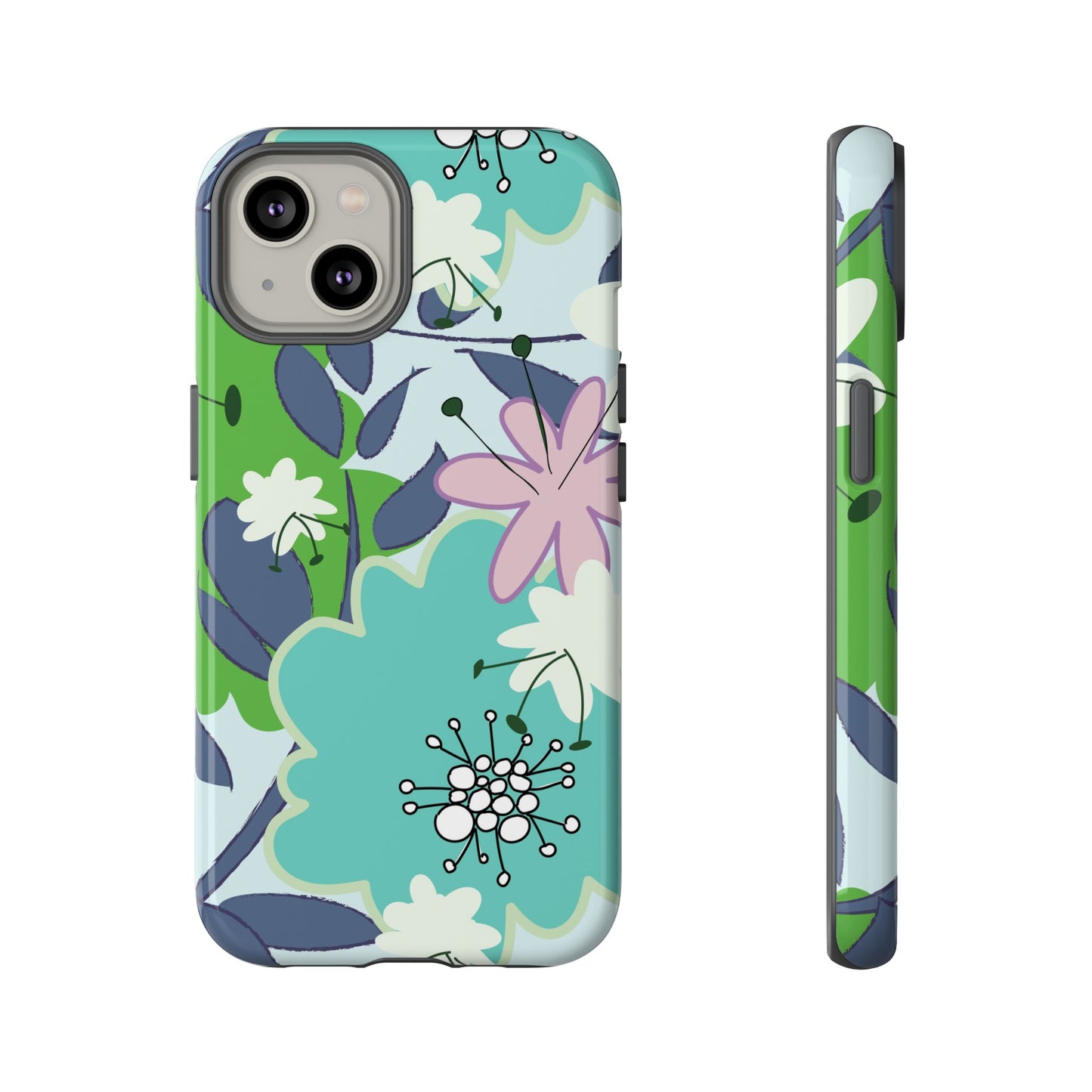 Mid Mod Floral in Blue and Green Tough Cases