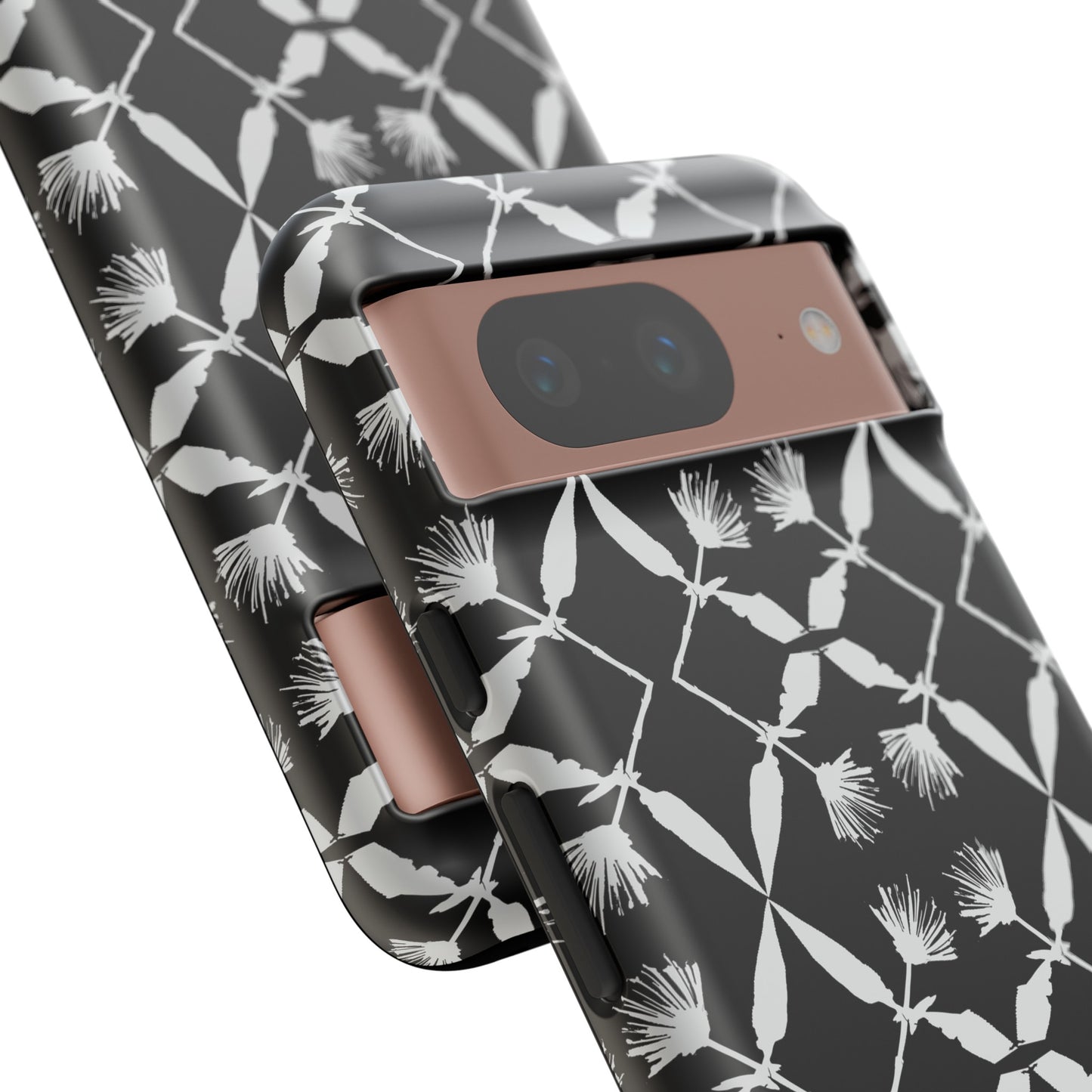 Black and White Floral Tough Cases for Google Pixel