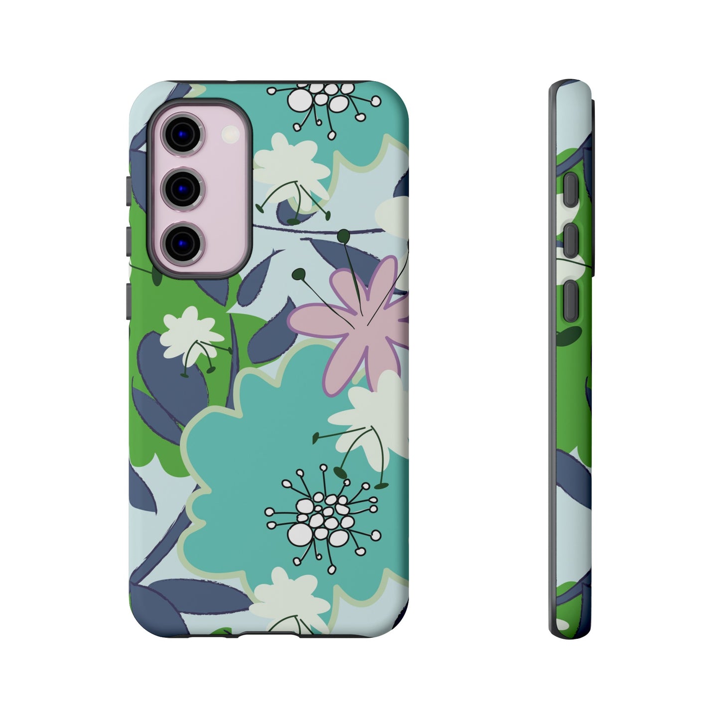 Mid Mod Floral in Blue and Green Tough Cases