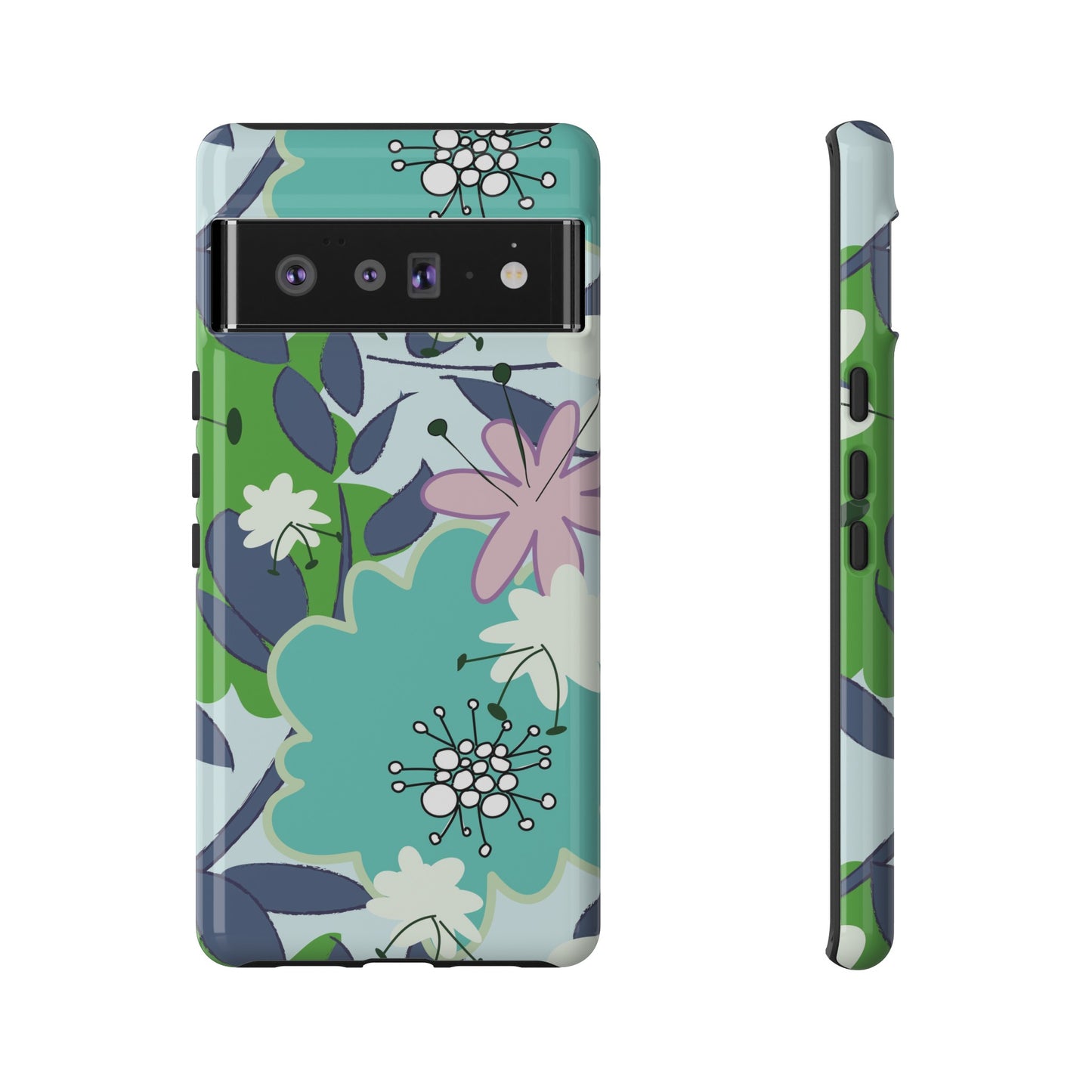 Mid Mod Floral in Blue and Green Tough Cases