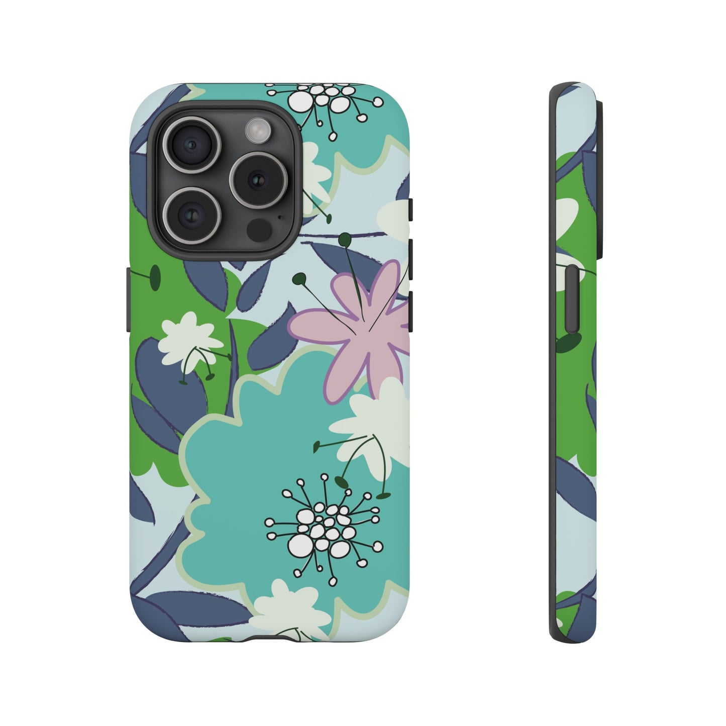 Mid Mod Floral in Blue and Green Tough Cases