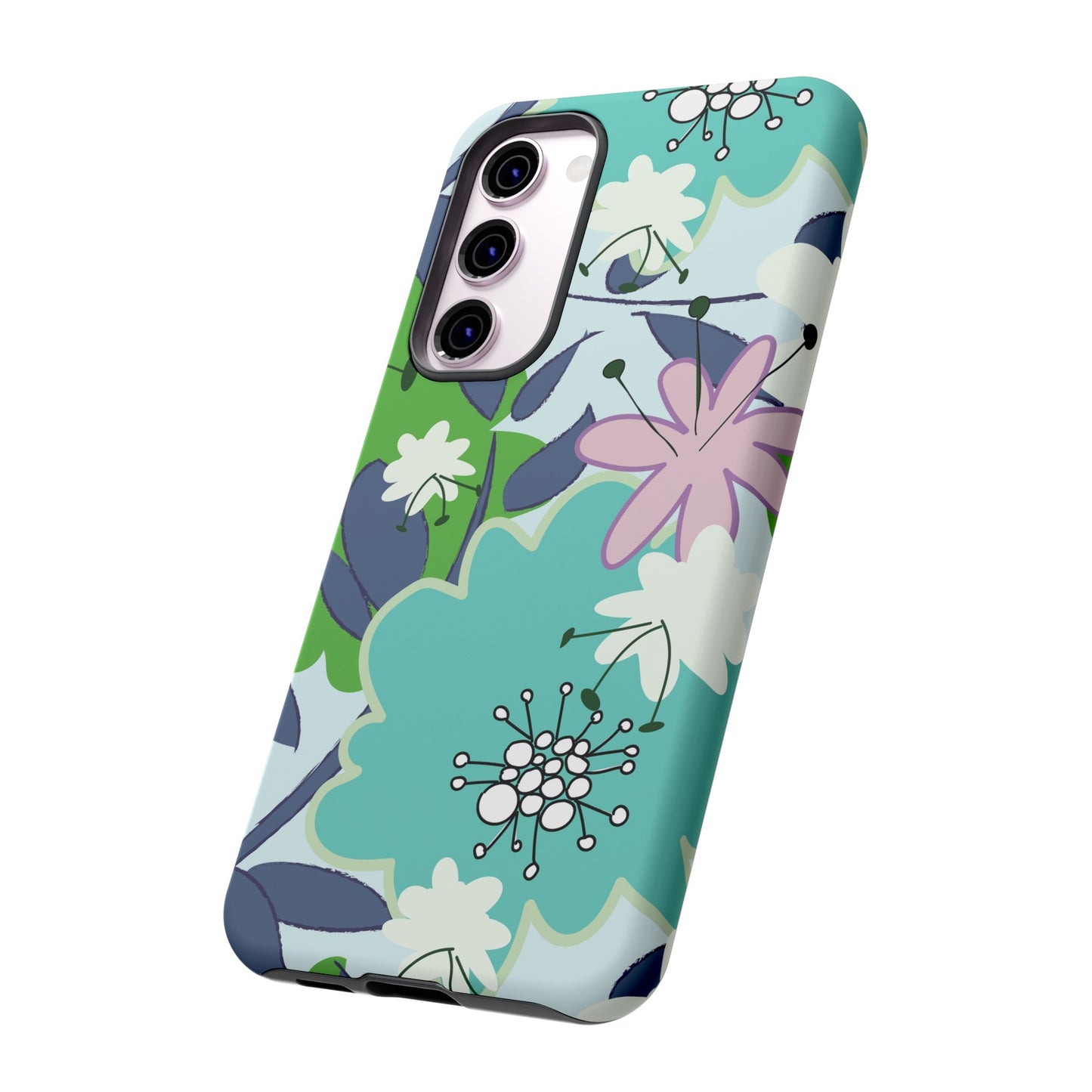 Mid Mod Floral in Blue and Green Tough Cases