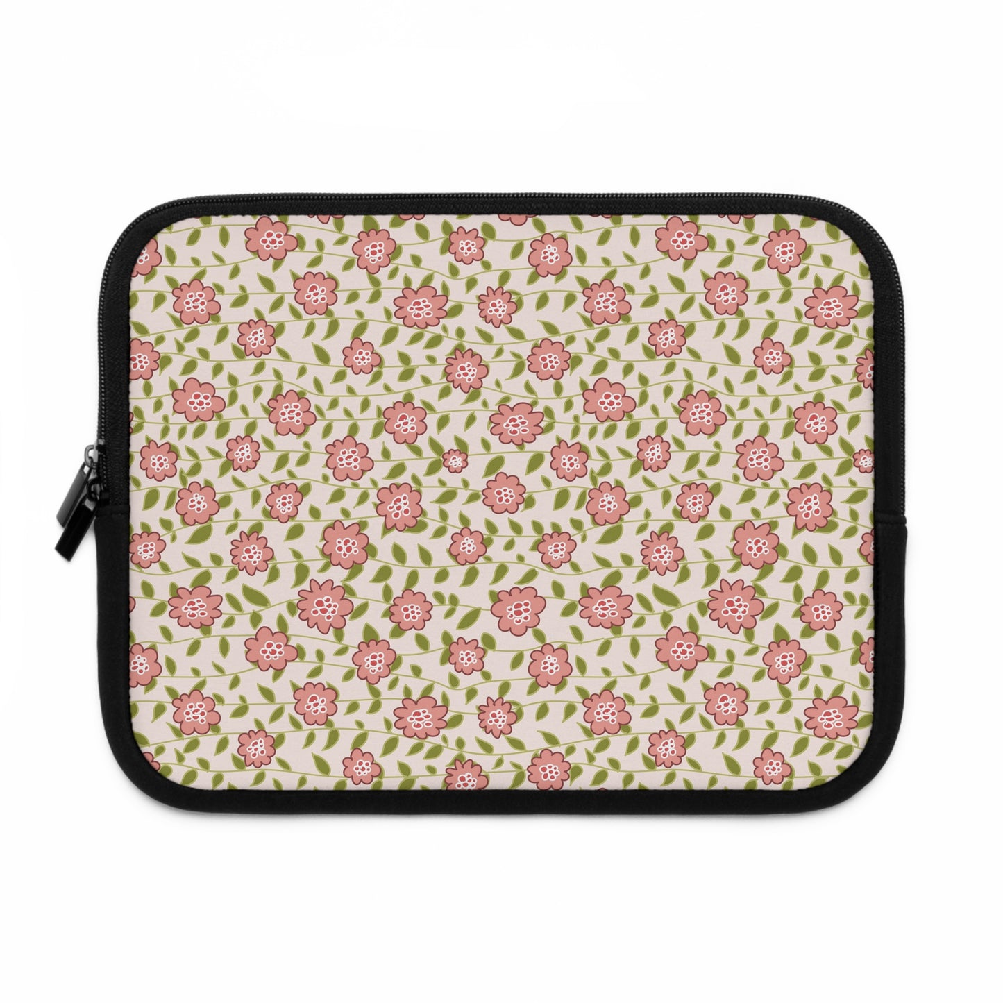 Coral Flowers on Cream Laptop Sleeve