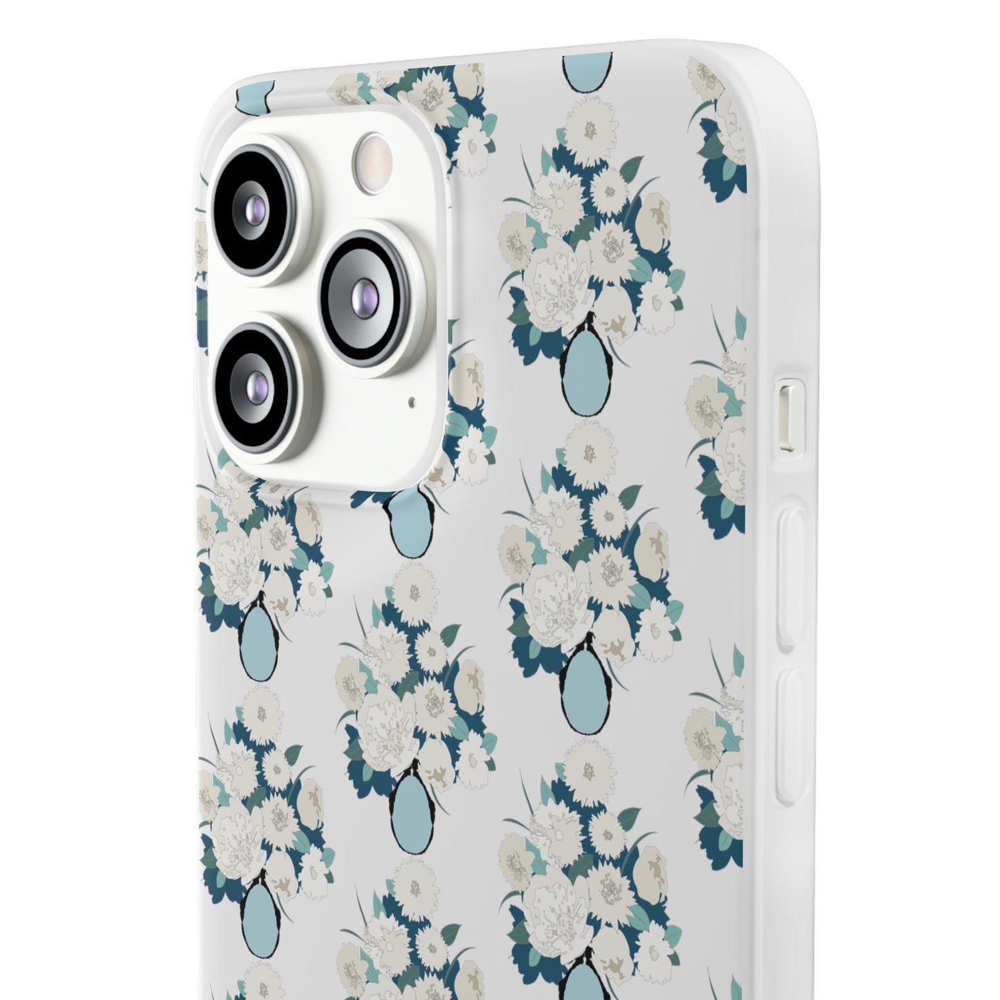 White Flowers in Vase Flexi Cases for iPhone