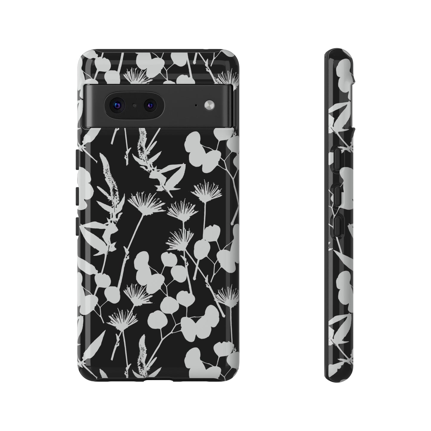 Black and White Floral Tough Cases for Google Pixel