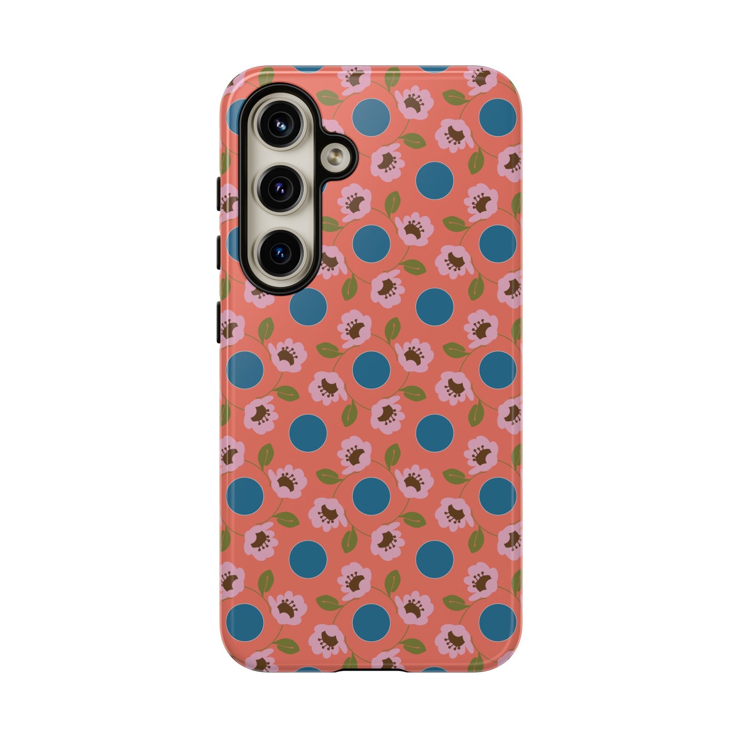 Wildflowers with Dots in Coral and Blue Tough Cases for Samsung