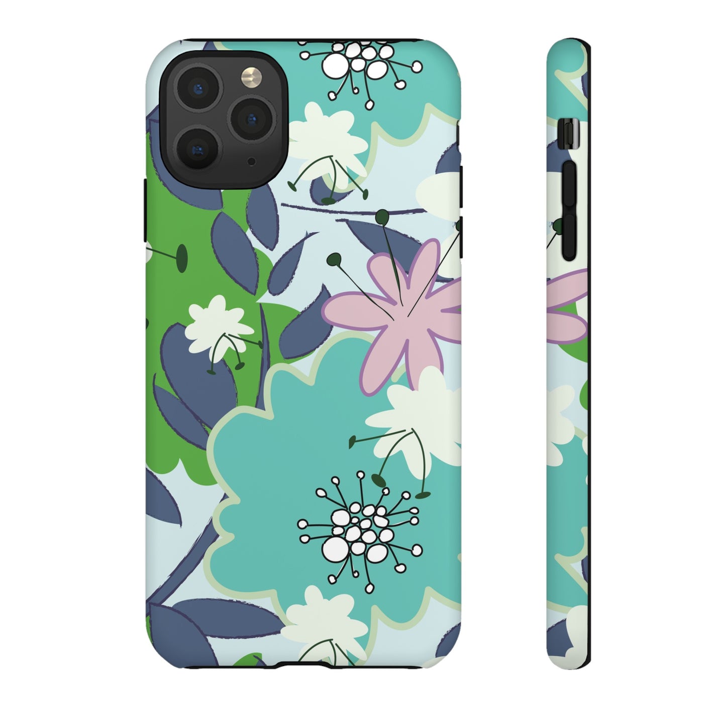 Mid Mod Floral in Blue and Green Tough Cases