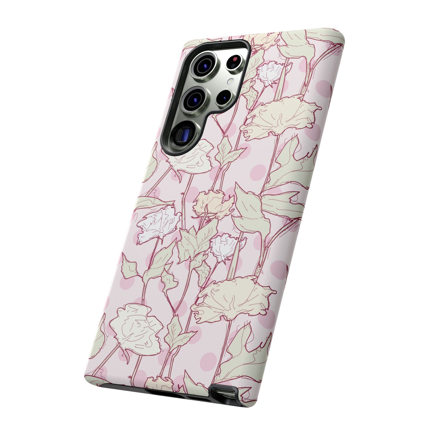 Roses and Dots in Pink Tough Cases for Samsung.