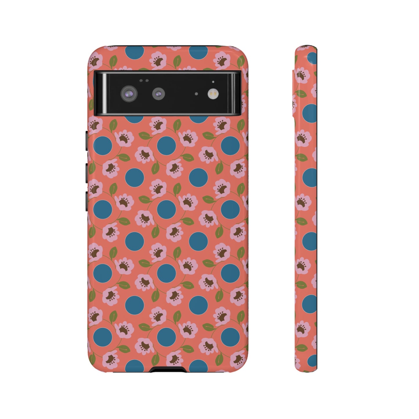 Wildflowers with Dots in Coral and Blue Tough Cases for Google Pixel