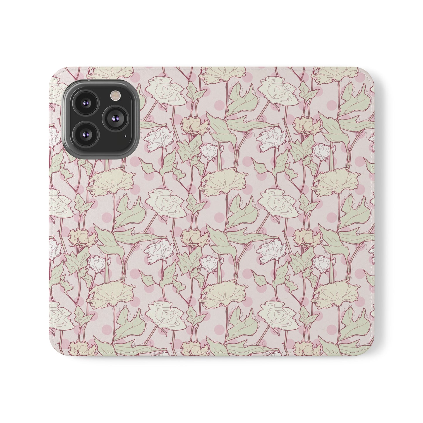 Roses and Dots in Pink Flip Cases for iPhone