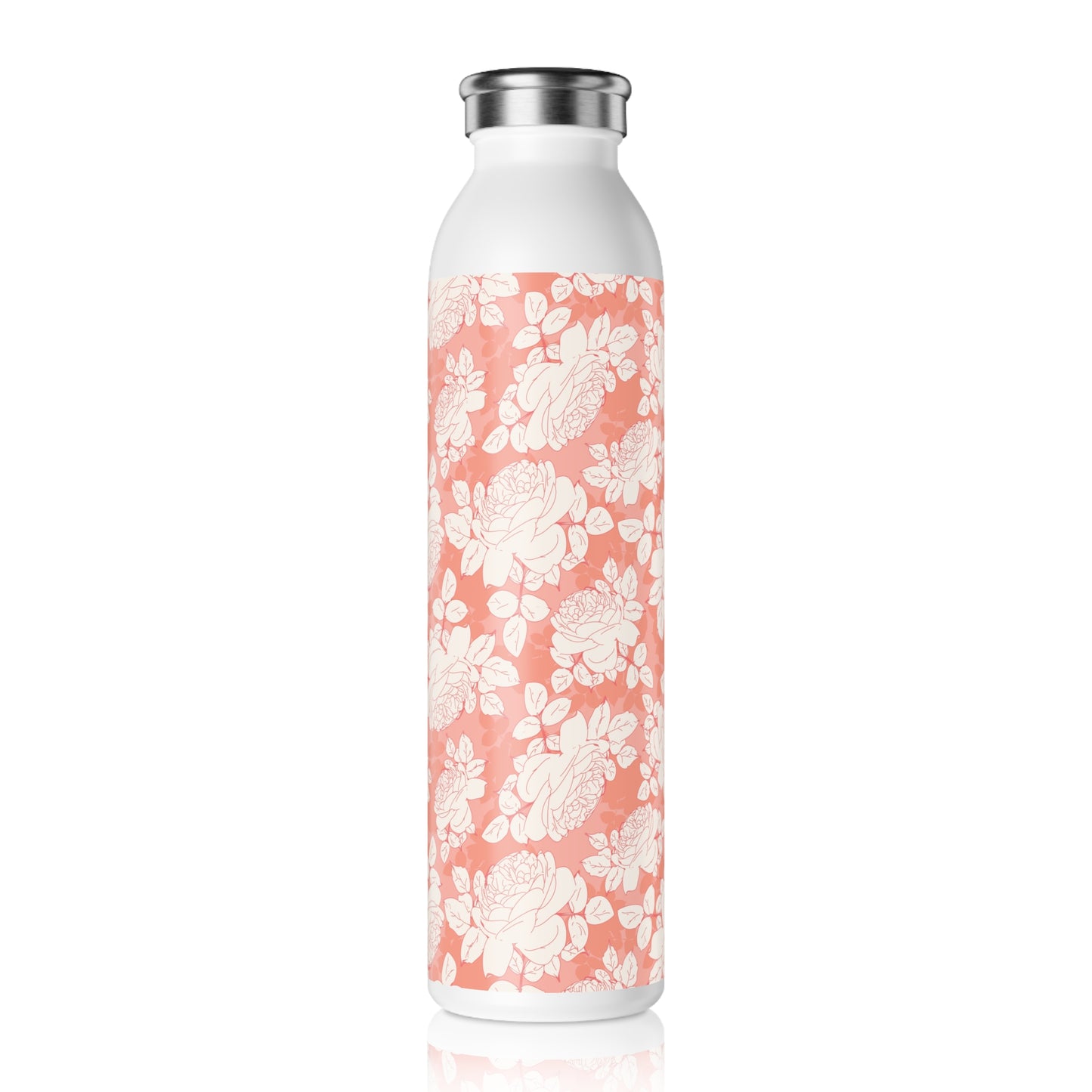 Peach and Cream Roses Slim Water Bottle