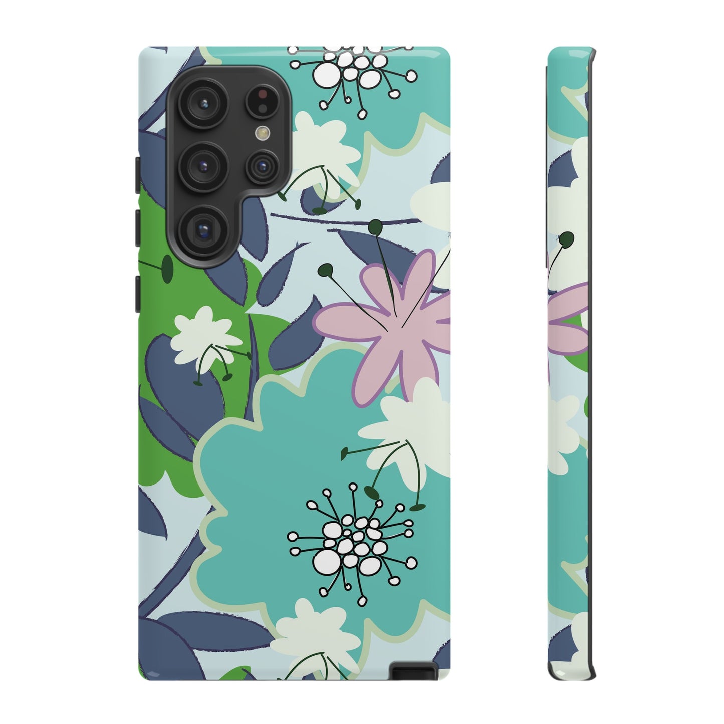 Mid Mod Floral in Blue and Green Tough Cases