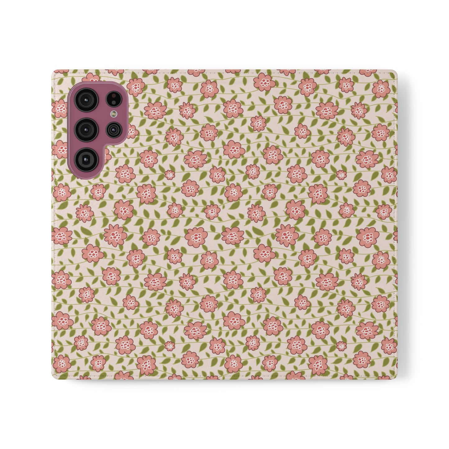 Coral Flowers on Cream Flip Cases for Samsung