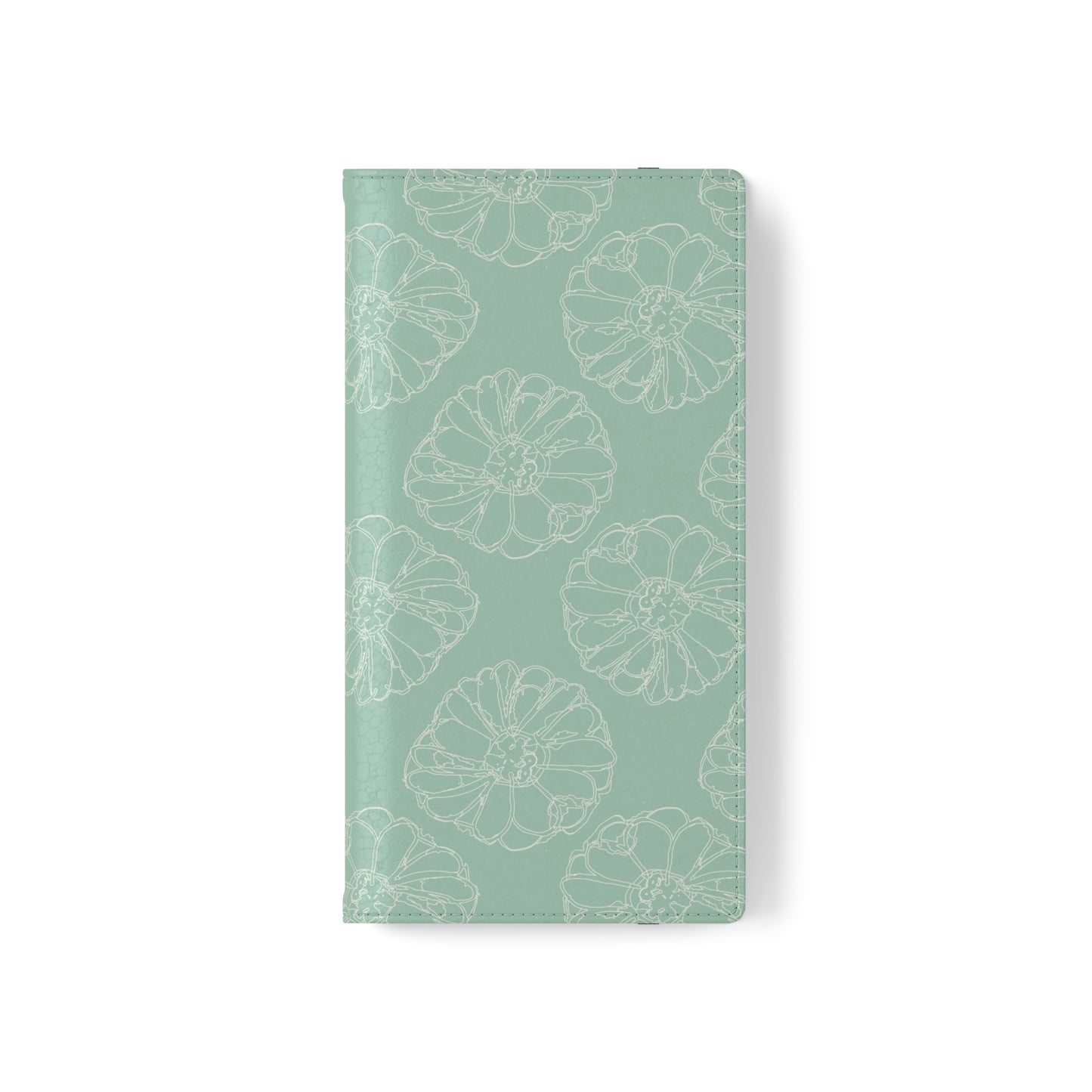 Cream Flower Outline on Aqua Flip Cases for Samsung