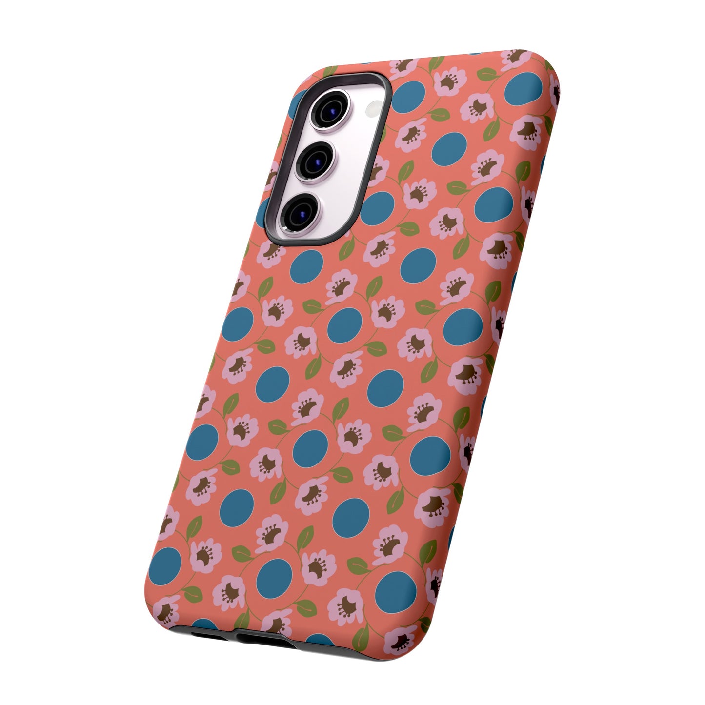 Wildflowers with Dots in Coral and Blue Tough Cases for Samsung