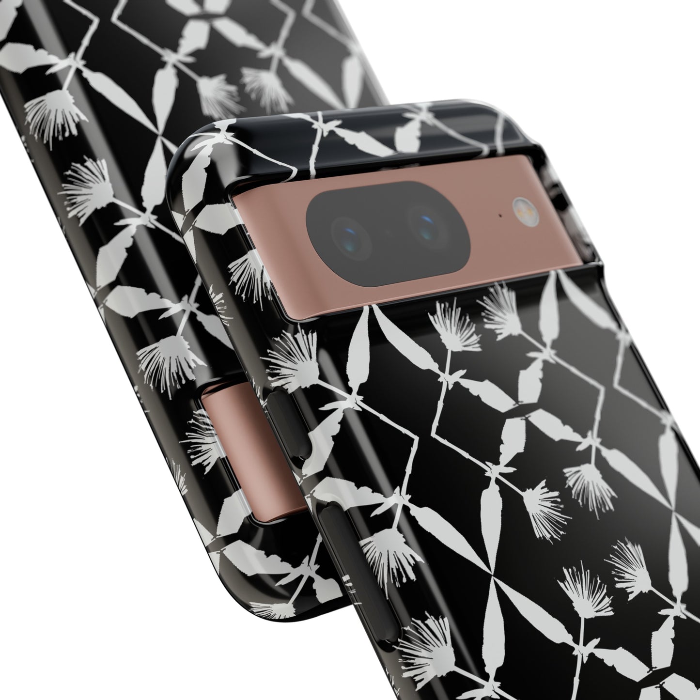 Black and White Floral Tough Cases for Google Pixel