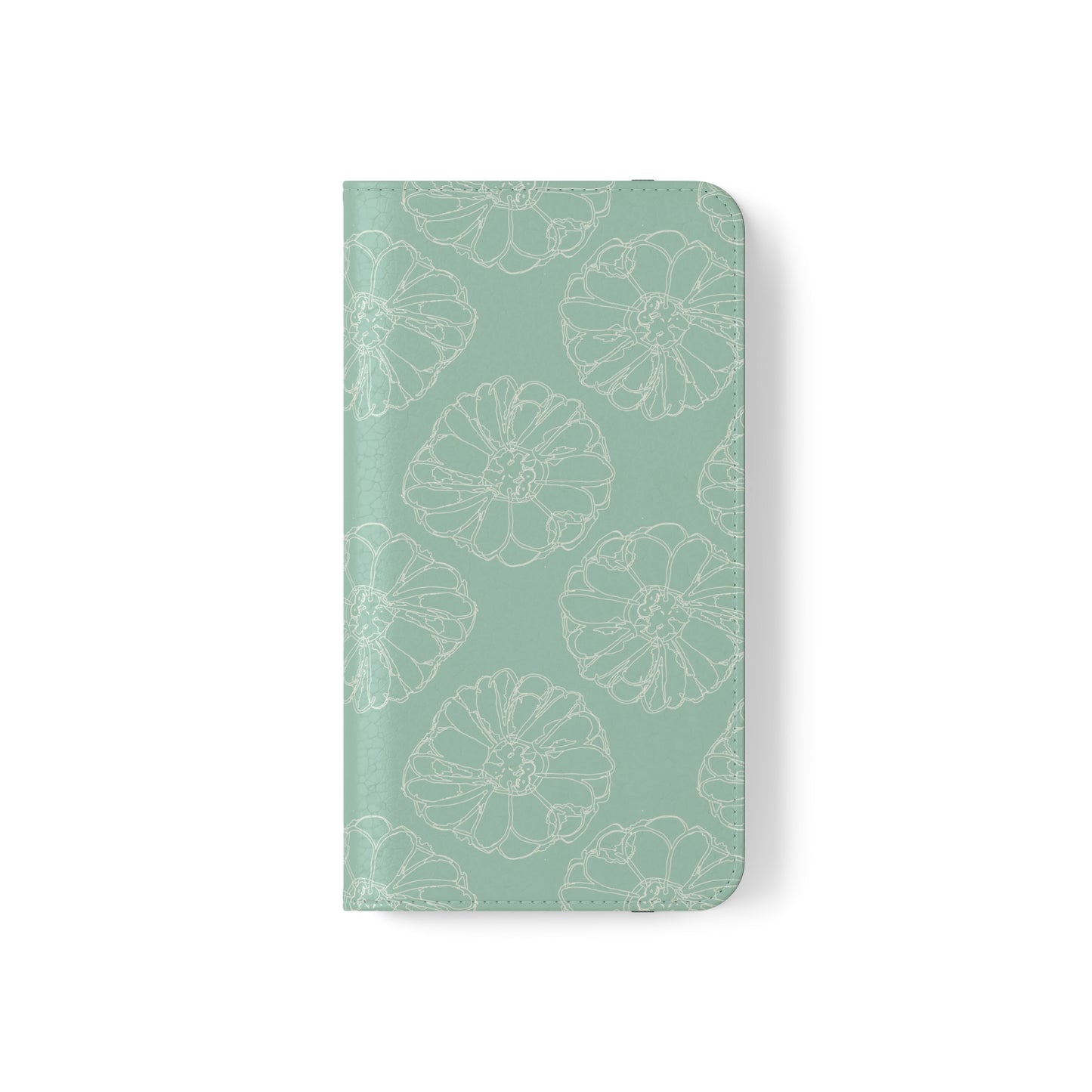 Cream Flower Outline on Aqua Flip Cases for Samsung