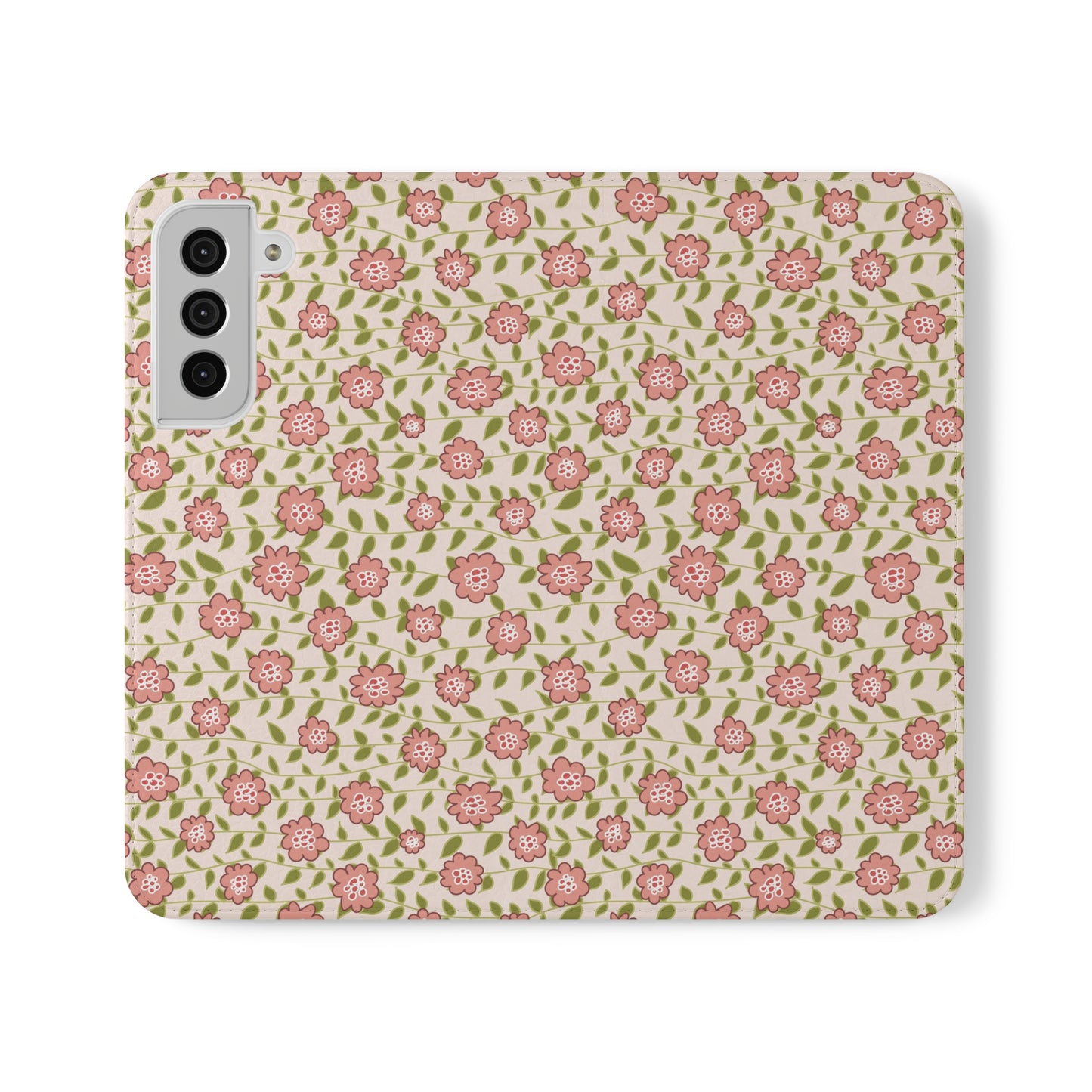 Coral Flowers on Cream Flip Cases for Samsung