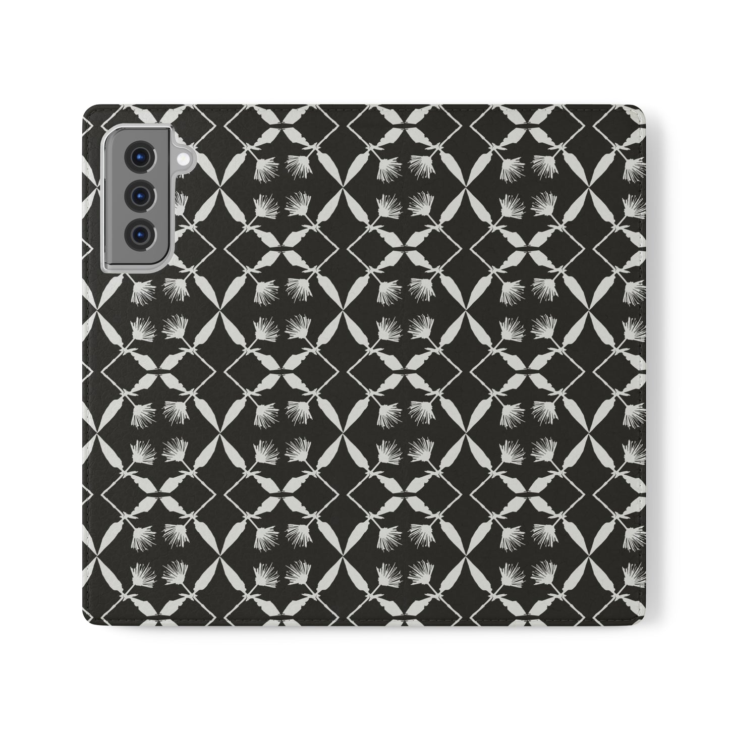 Black and White Floral Flip Cases for Samsung