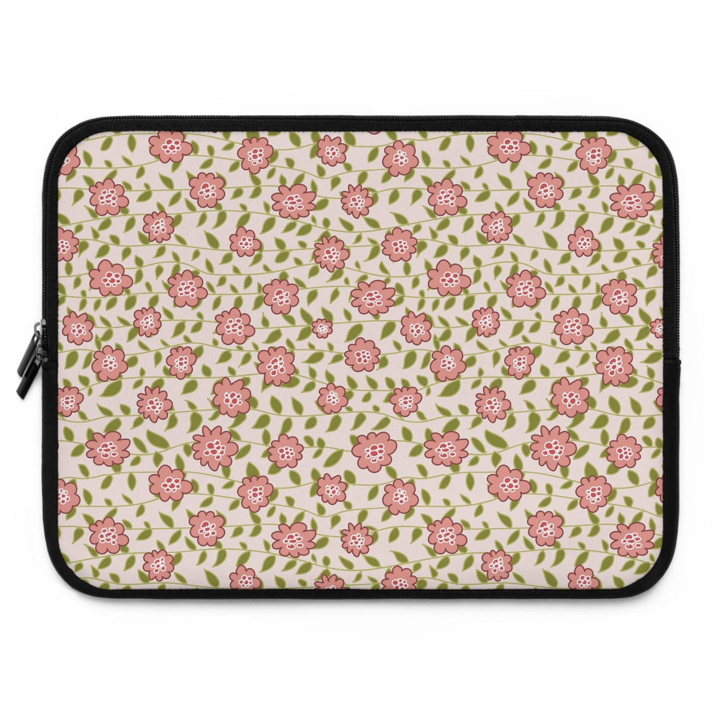 Coral Flowers on Cream Laptop Sleeve