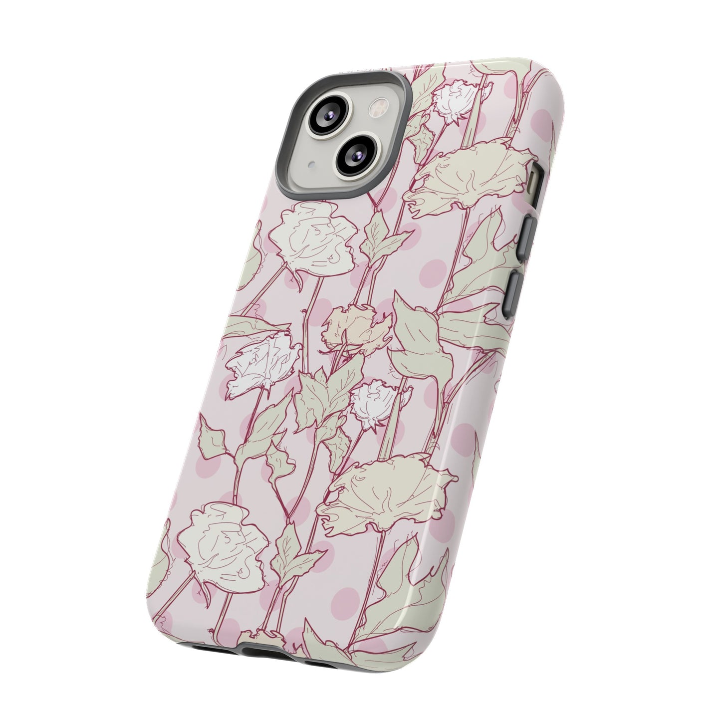 Roses and Dots in Pink Tough Cases for iPhone