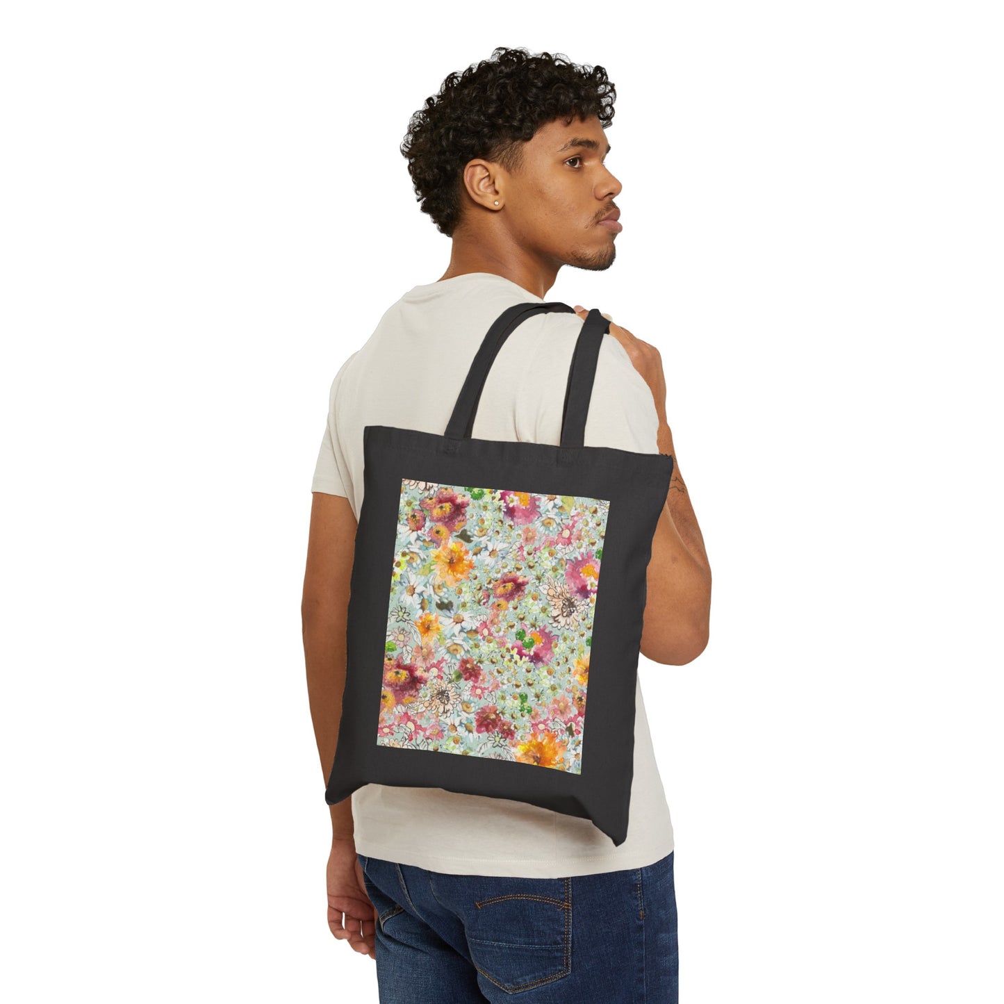 Farmhouse Floral Cotton Canvas Tote Bag