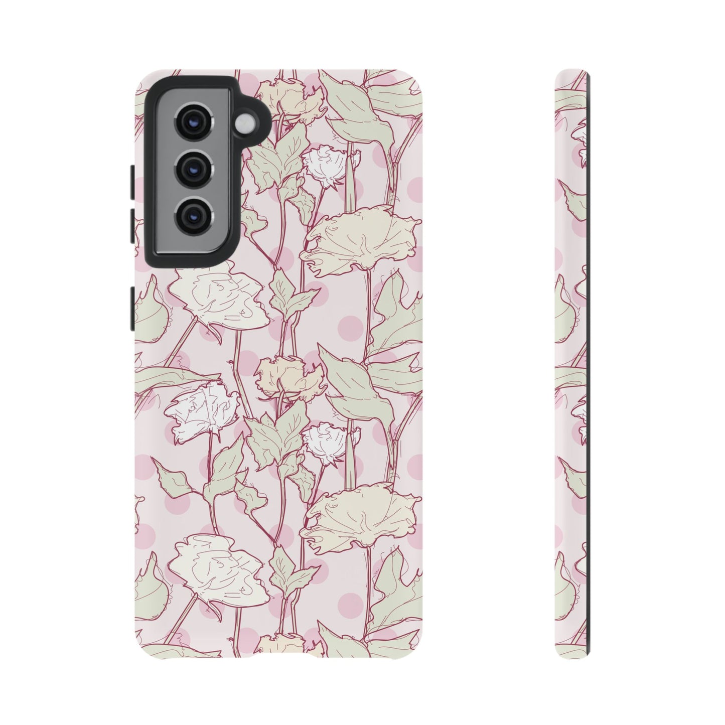 Roses and Dots in Pink Tough Cases for Samsung.