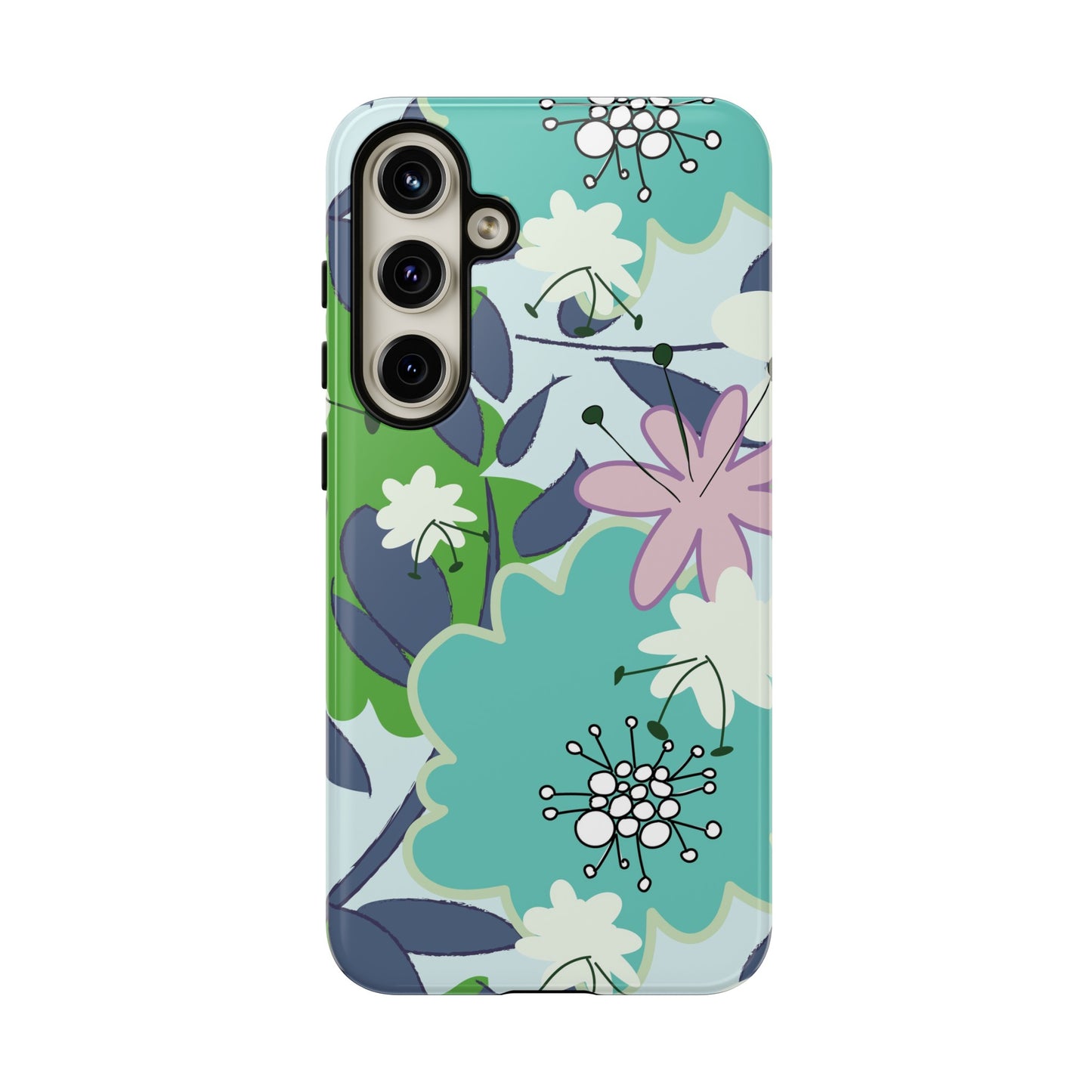 Mid Mod Floral in Blue and Green Tough Cases