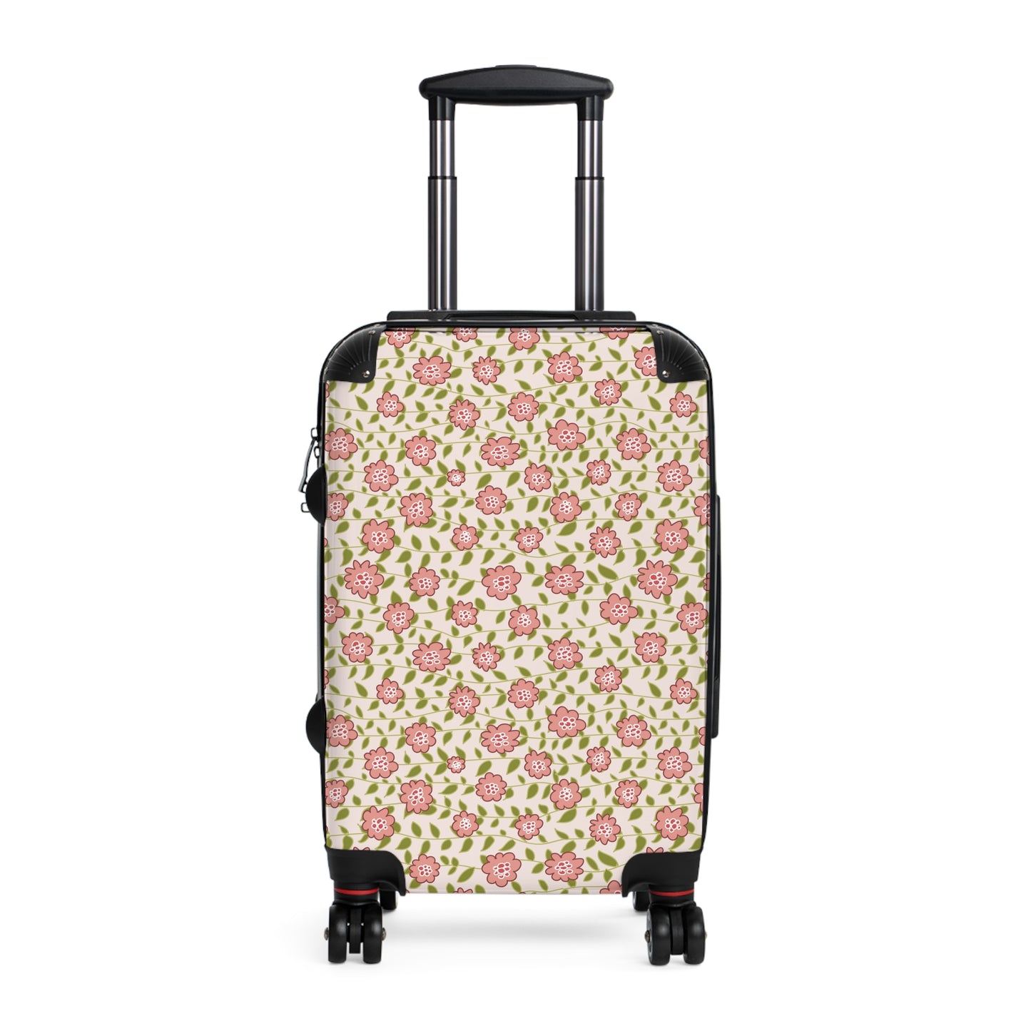 Coral Flowers on Cream Suitcase