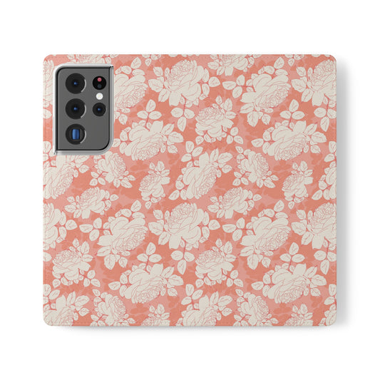 Peach and Cream Roses Flip Cases for Samsung