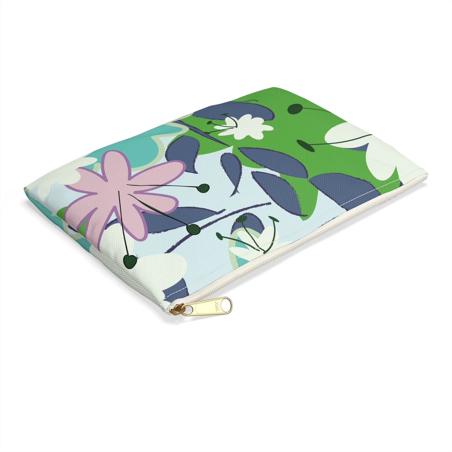 Mid Mod Floral in Blue and Green Accessory Pouch