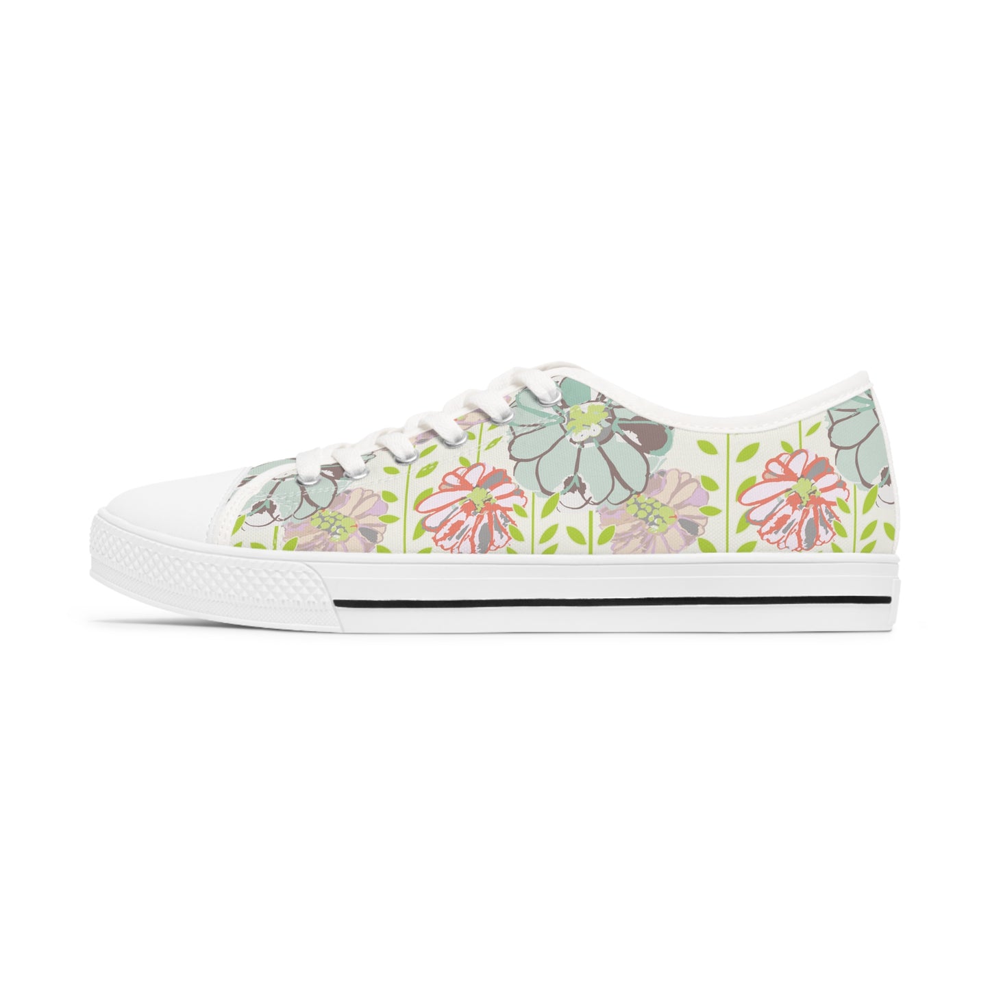 Soft Watercolor Floral Women's Low Top Sneakers