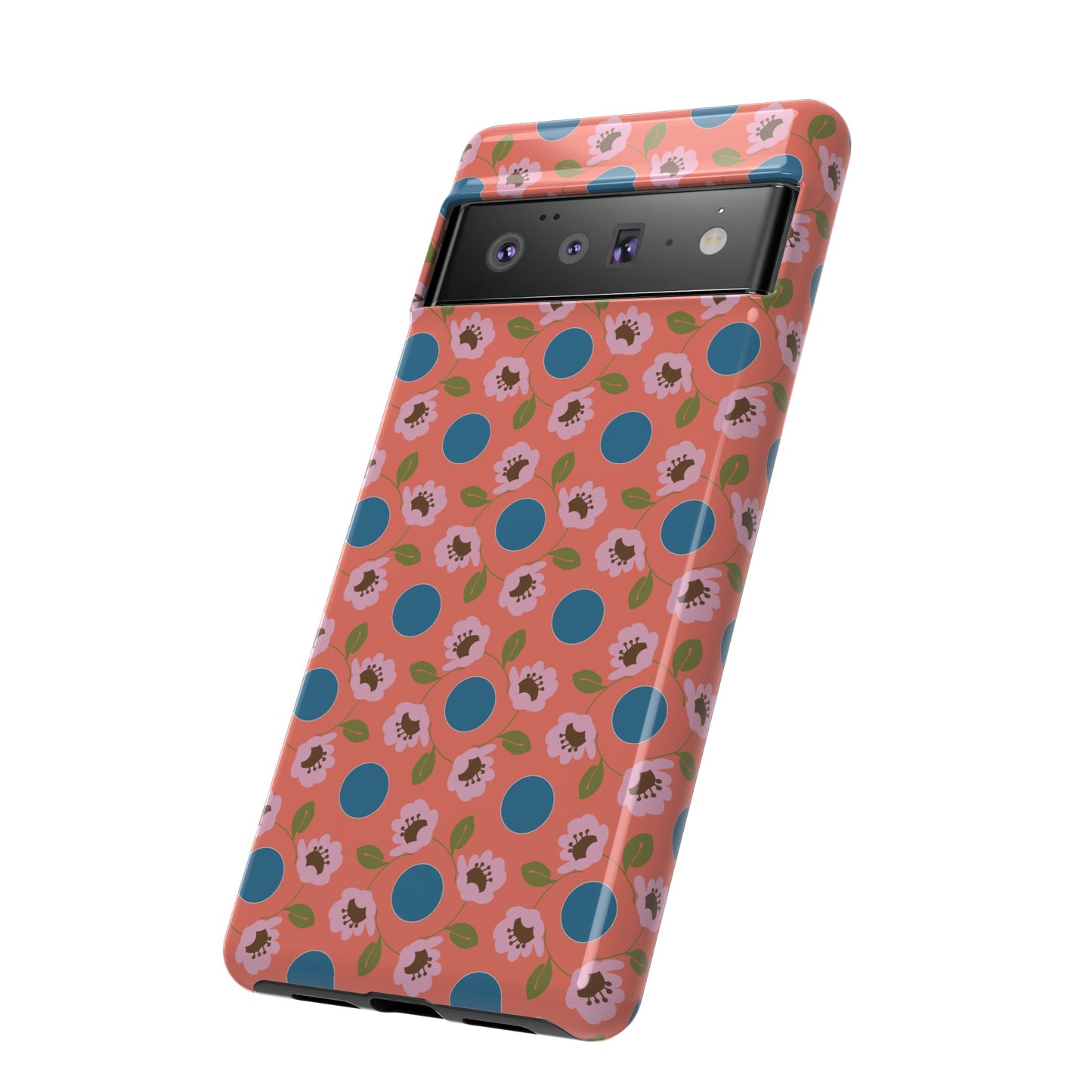 Wildflowers with Dots in Coral and Blue Tough Cases for Google Pixel