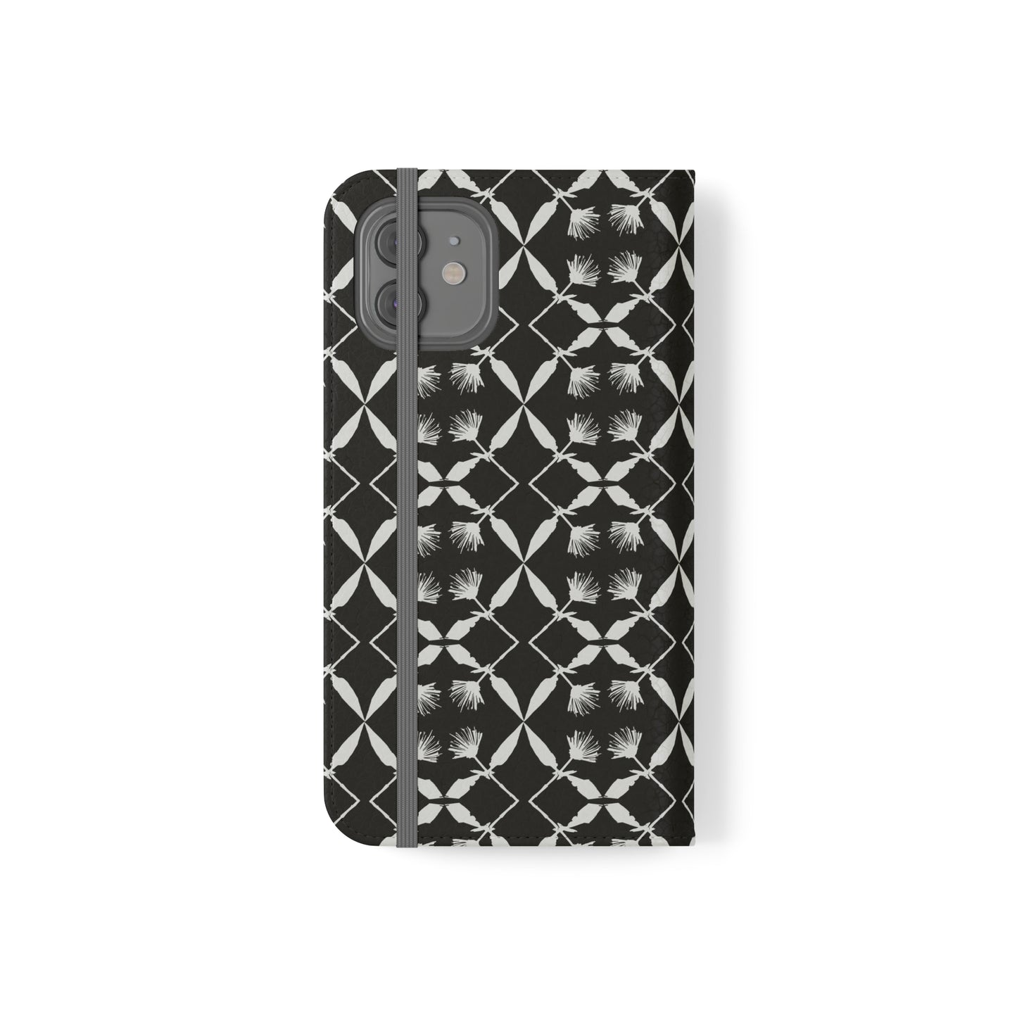 Black and White Floral Flip Cases for iPhone