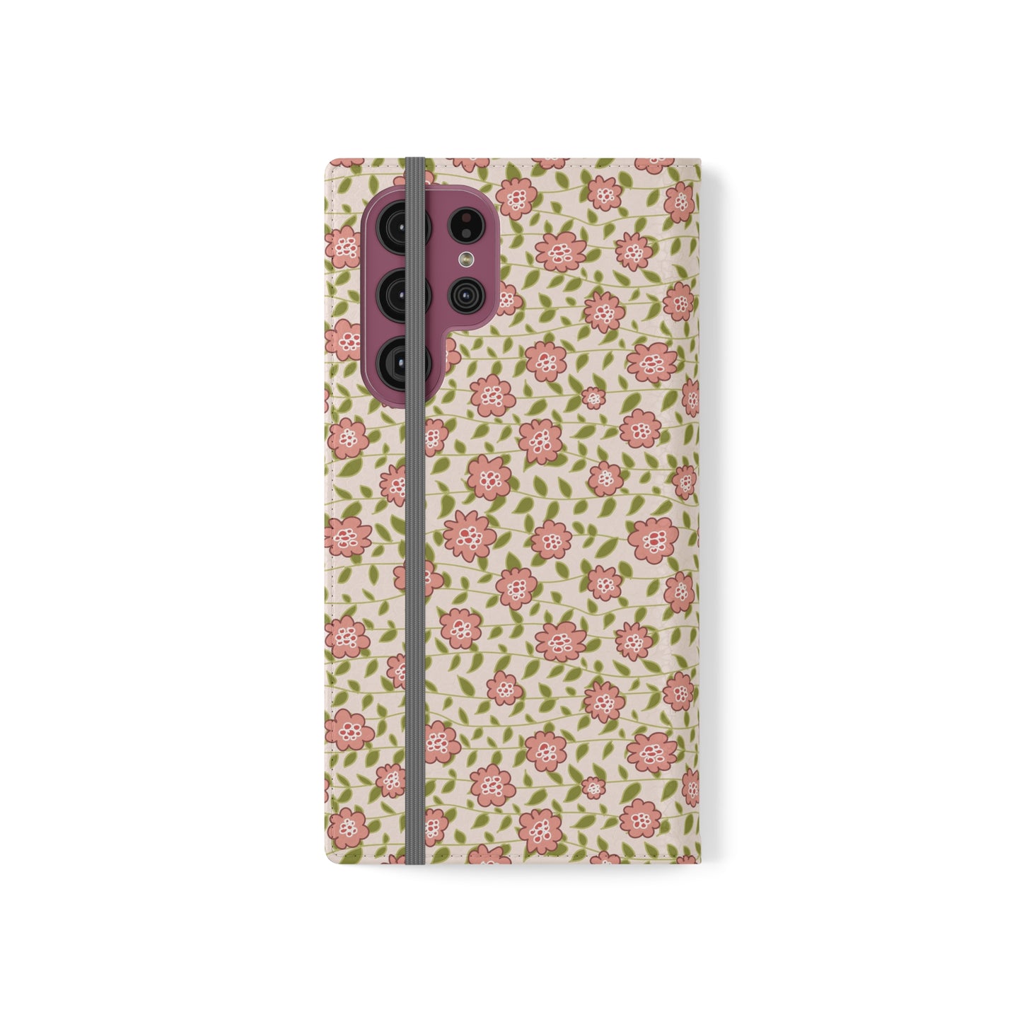 Coral Flowers on Cream Flip Cases for Samsung