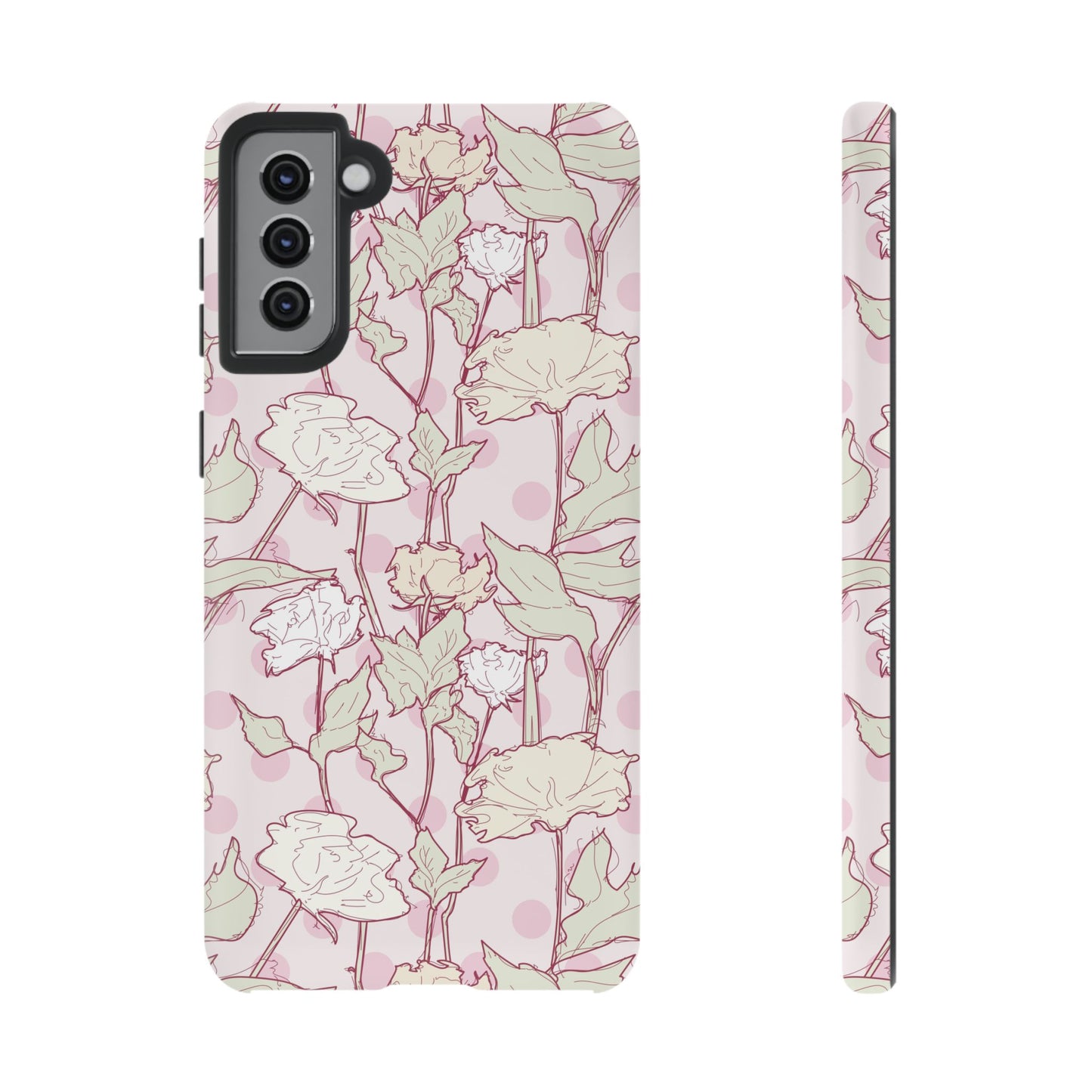 Roses and Dots in Pink Tough Cases for Samsung.