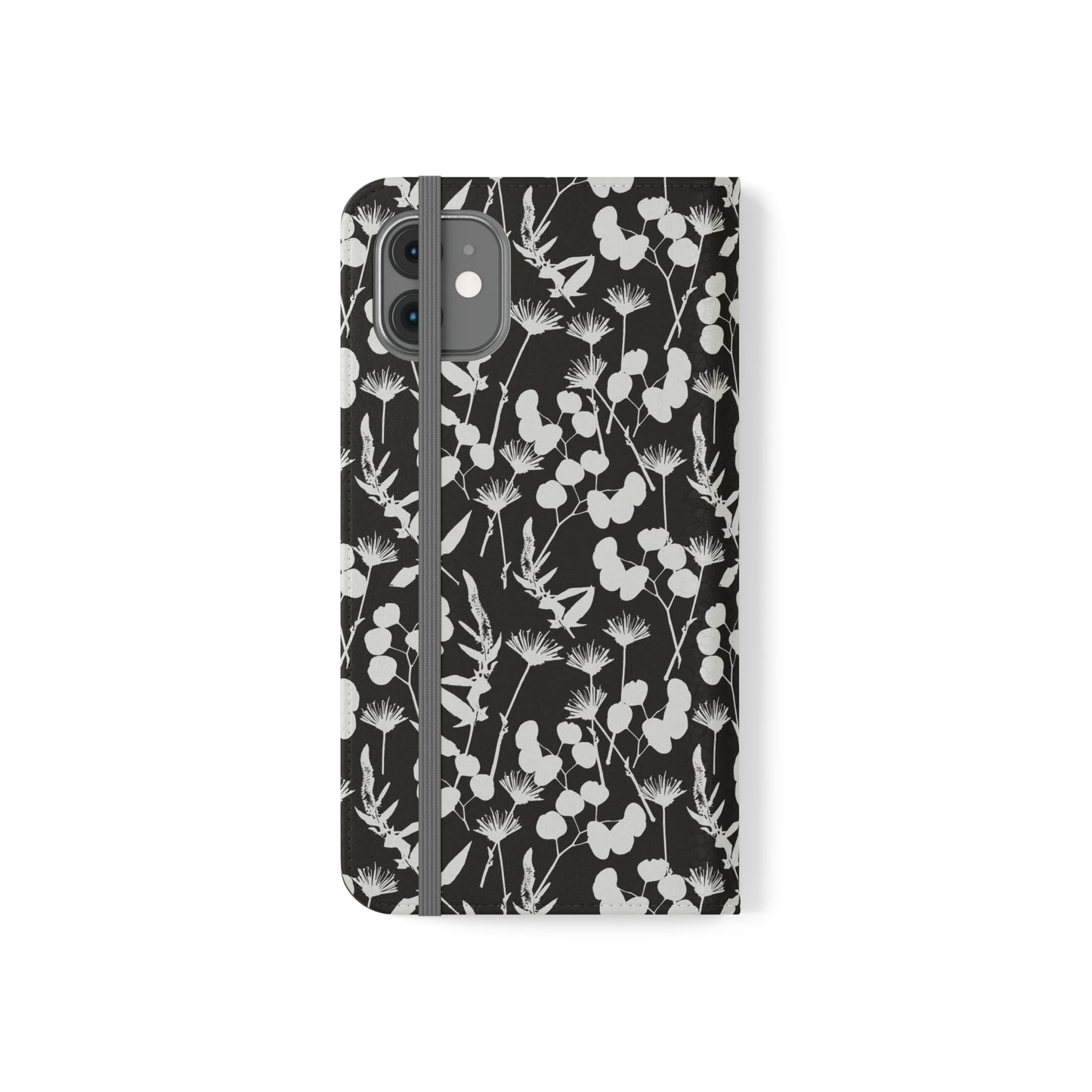 Black and White Floral Flip Cases for iPhone