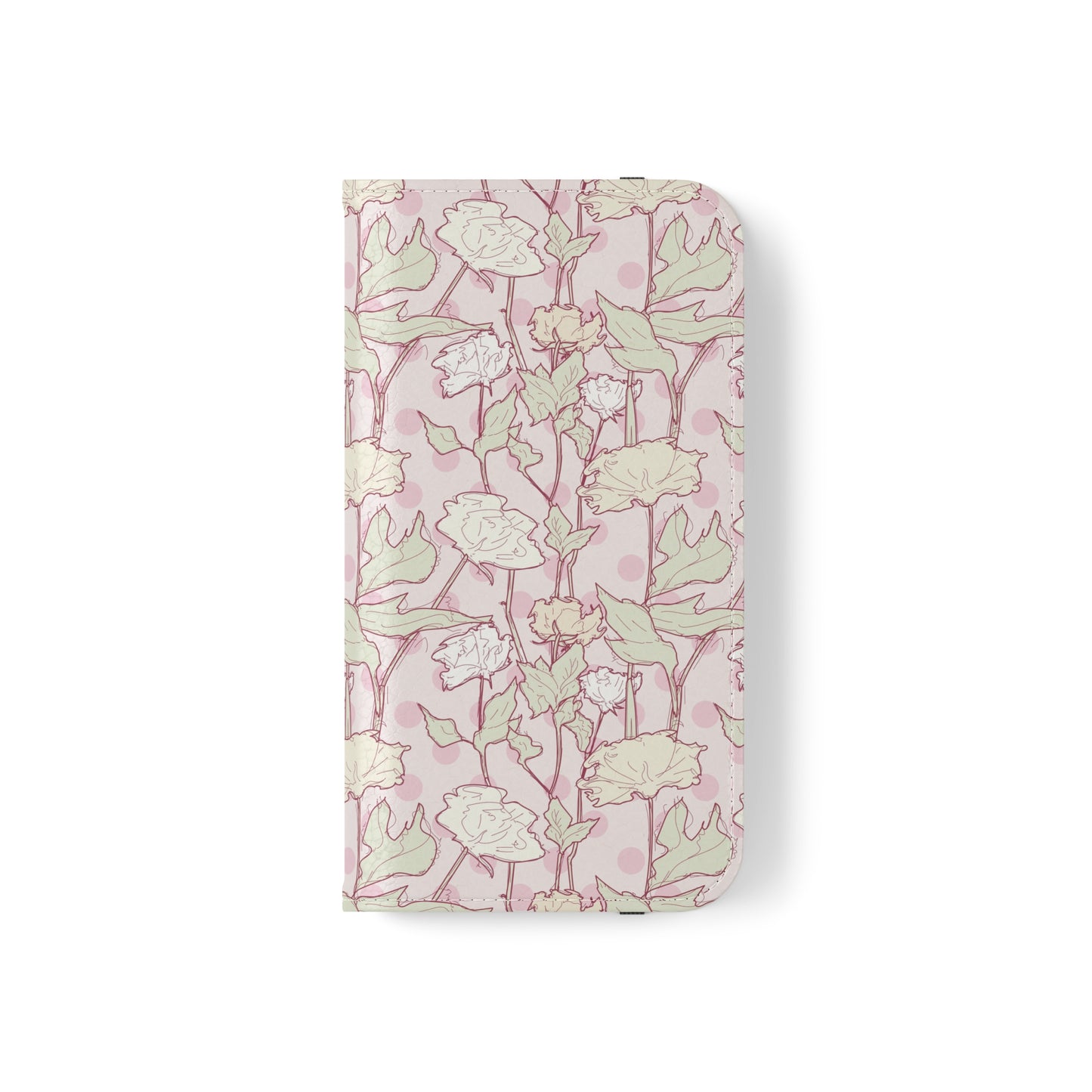 Roses and Dots in Pink Flip Cases for iPhone