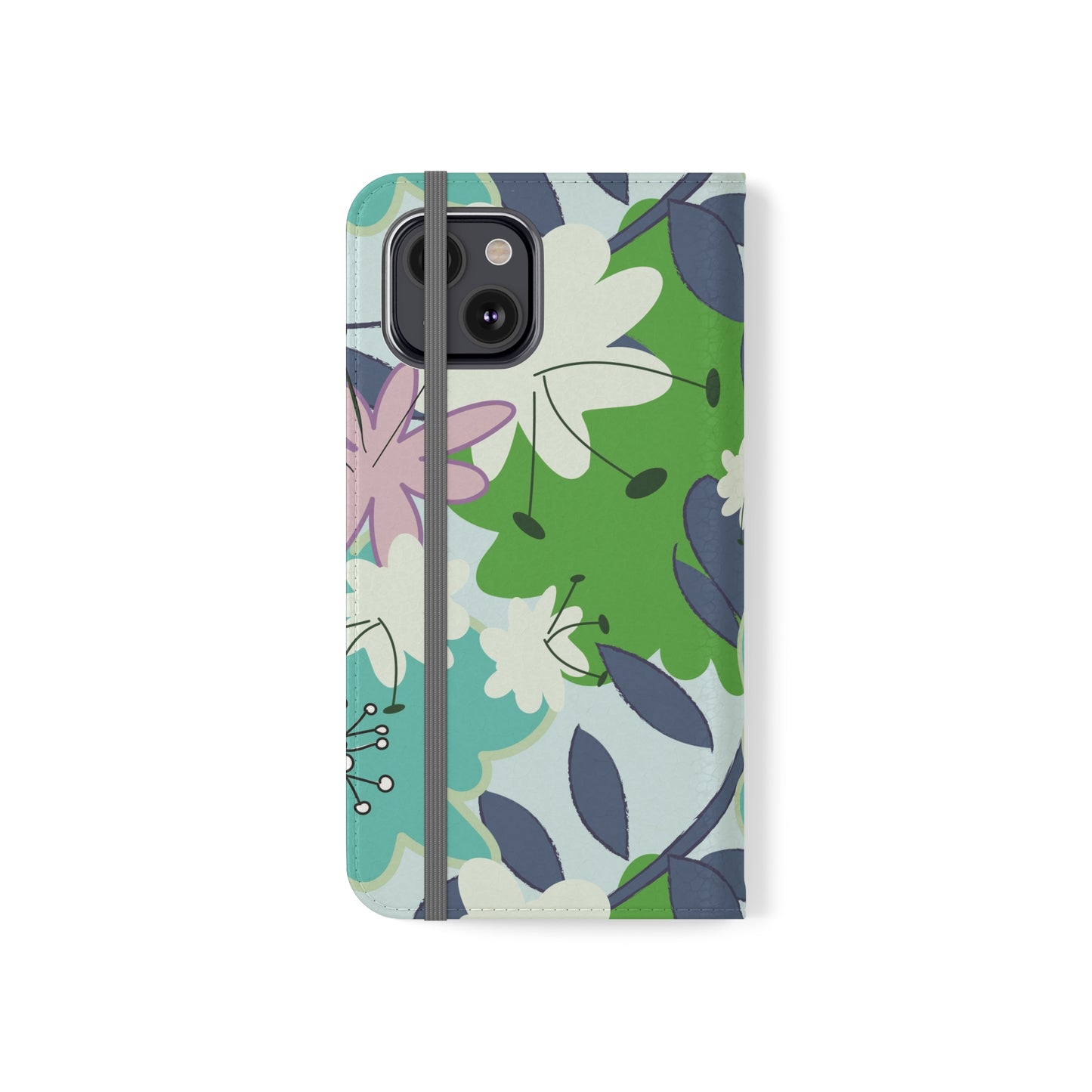 Mid Mod Floral in Blue and Green Flip Cases for iPhone