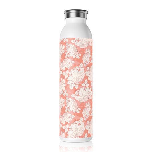 Peach and Cream Roses Slim Water Bottle