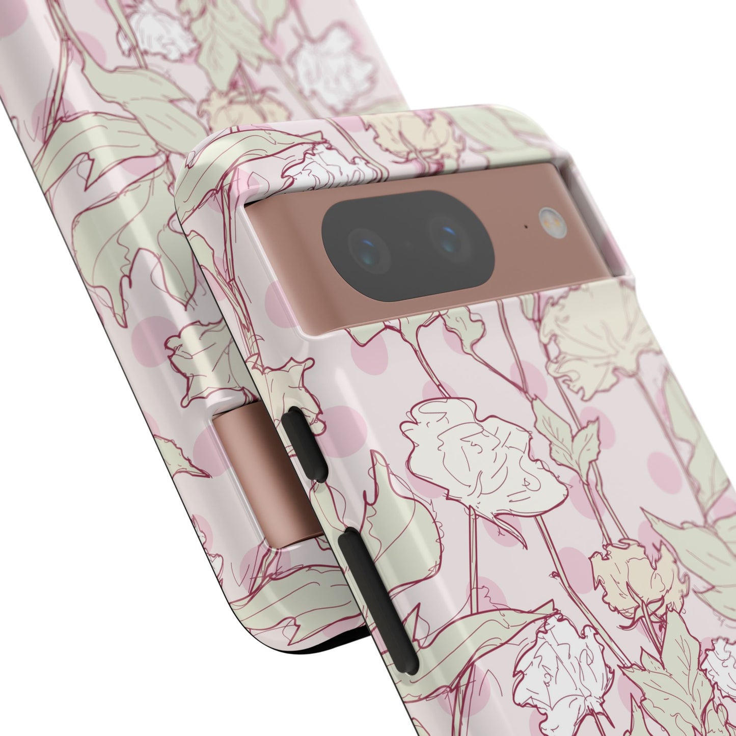 Roses and Dots in Pink Tough Cases for Google Pixel